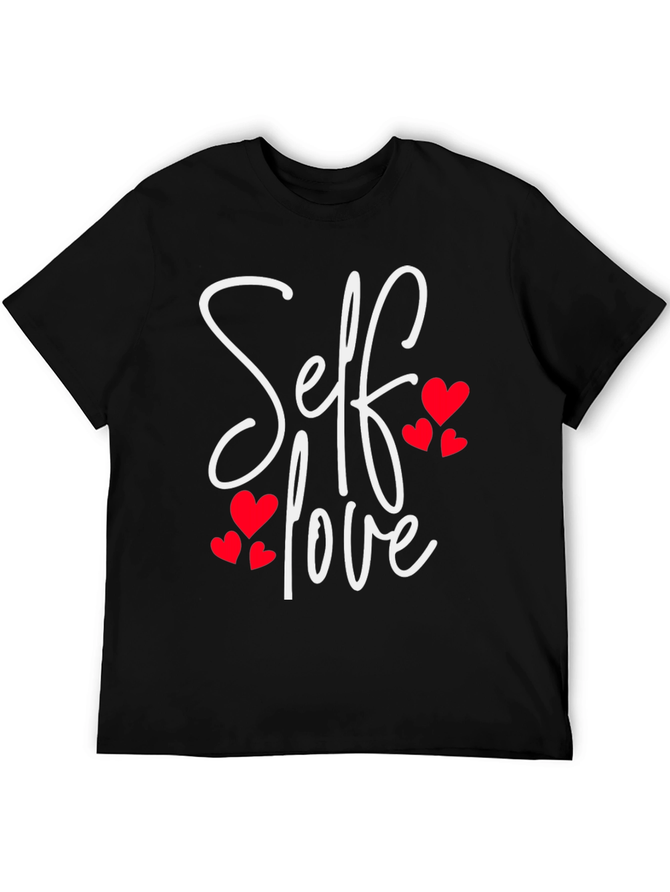 Black Self Love Heart Tee - Black Casual T-Shirt view 5
