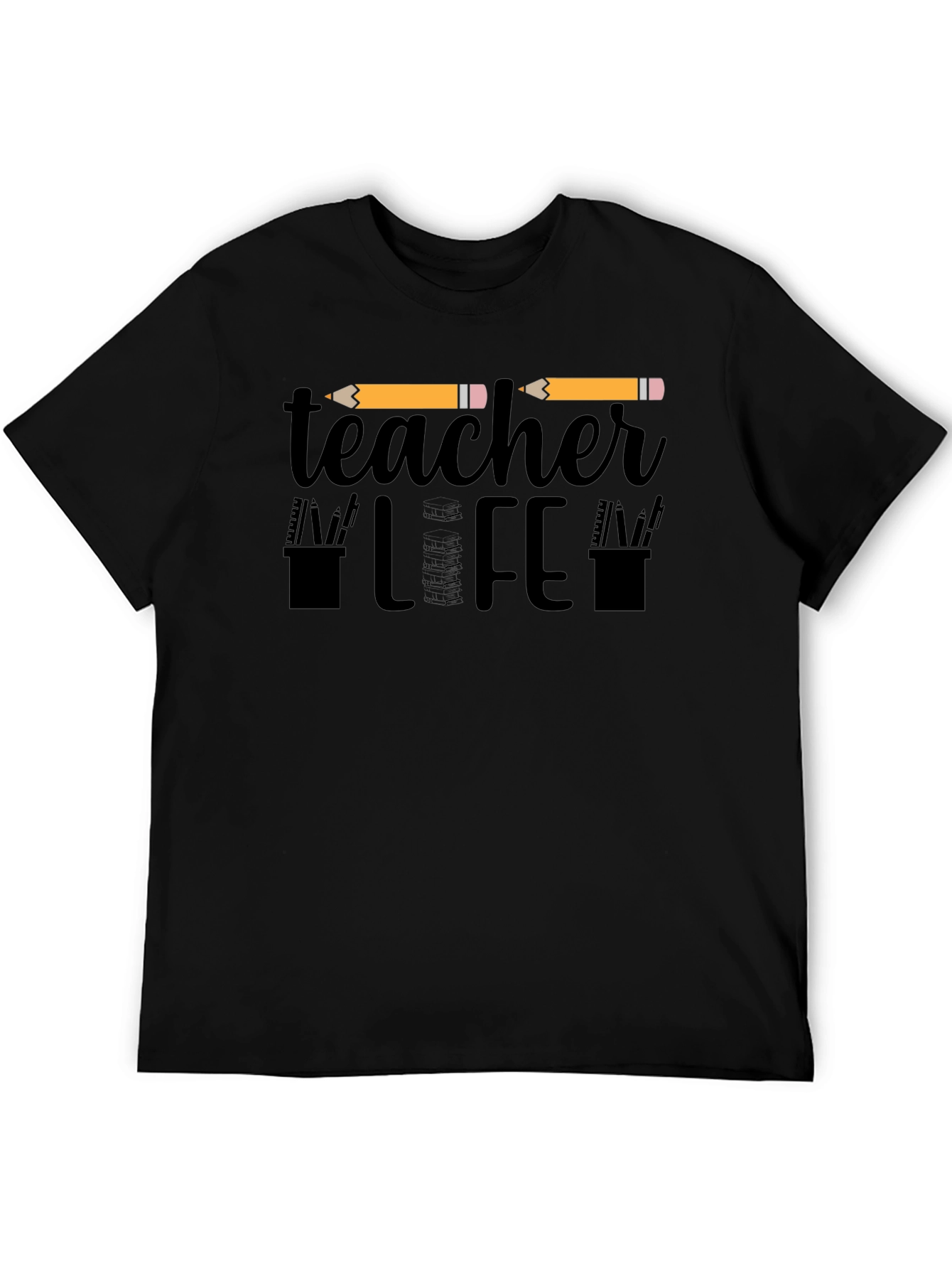 Black Teacher Life Graphic Tee - Black Unisex T-Shirt view 5