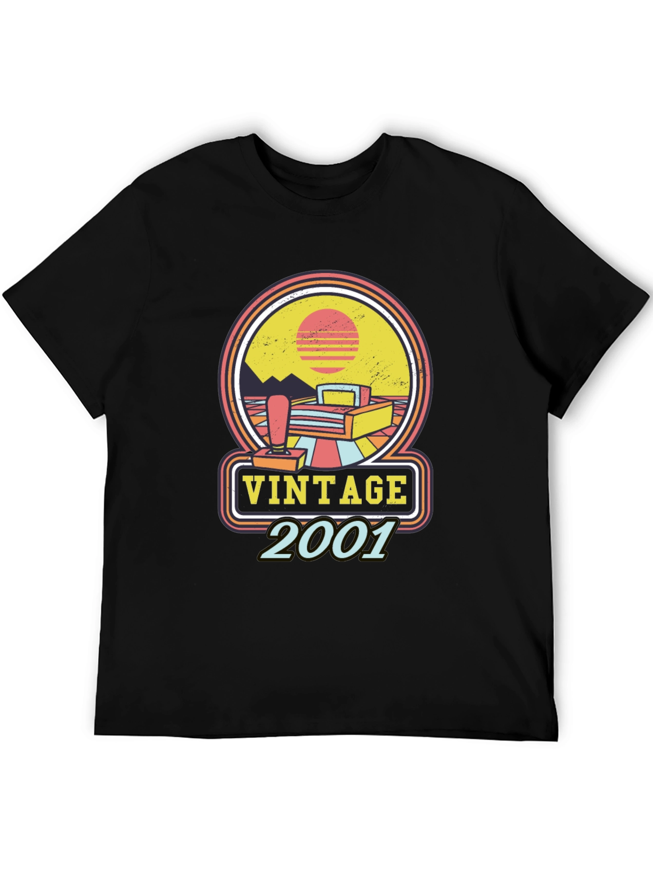 Black Vintage 2001 Gamer T-Shirt - Retro Style view 5