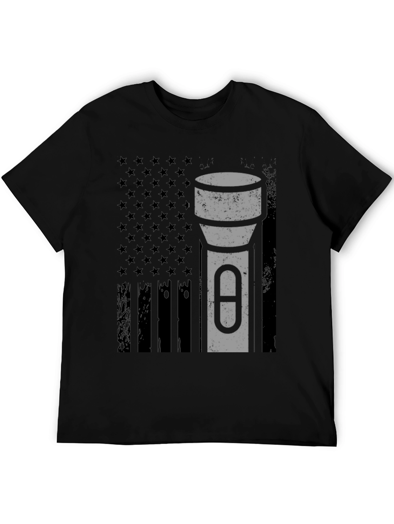 Black American Flag Tactical Flashlight T-Shirt view 5