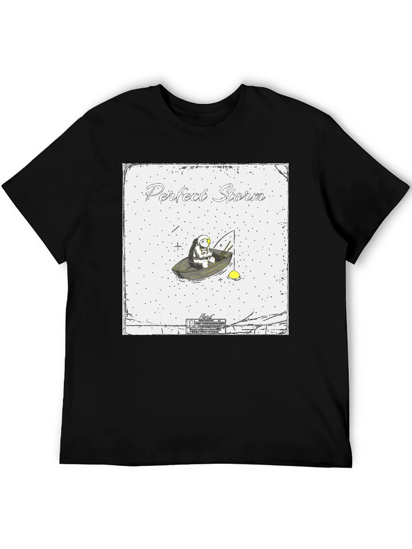 Black Perfect Storm Graphic Tee - Unique Spaceman Design view 5