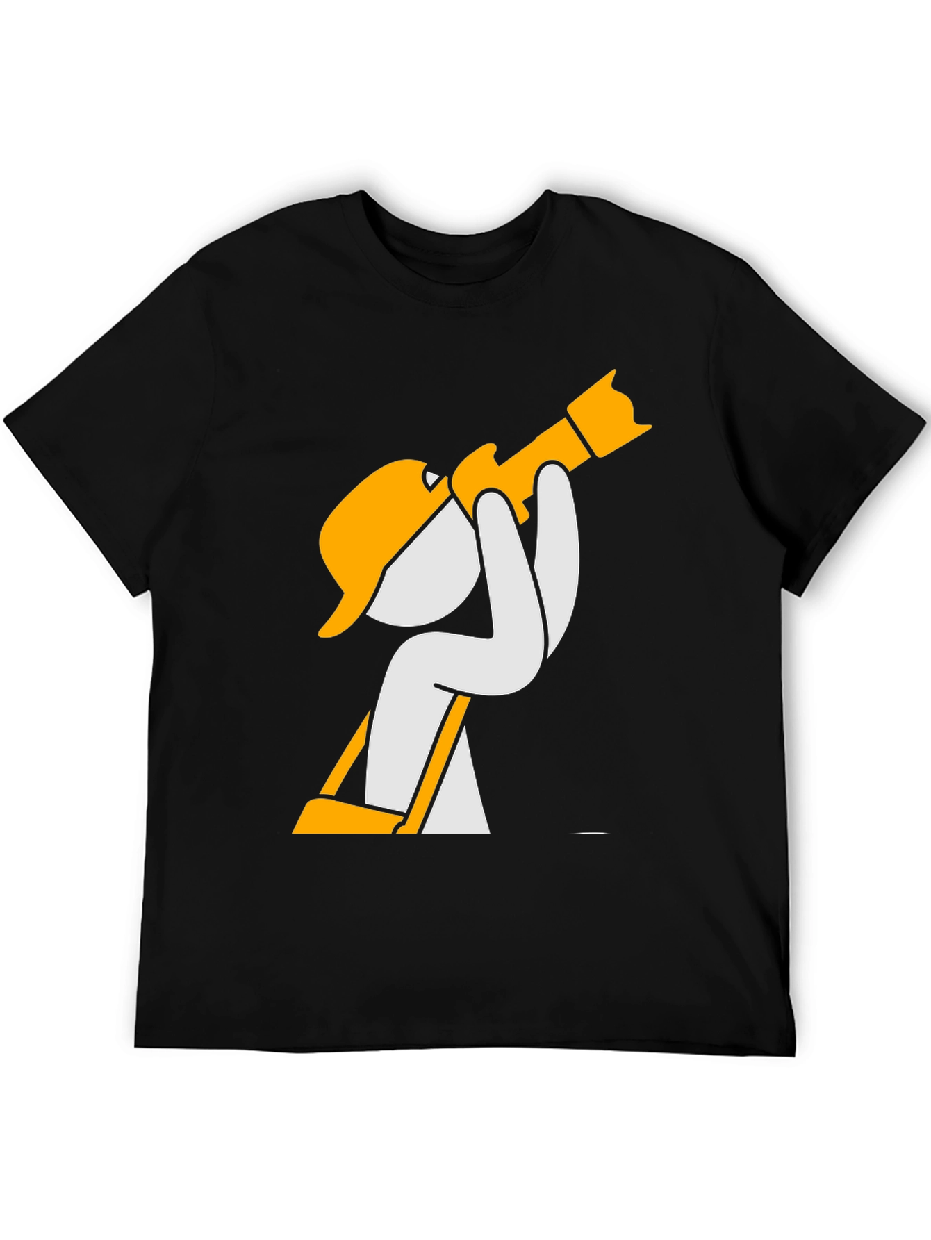 Black Construction Worker Cartoon Graphic T-Shirt view 5