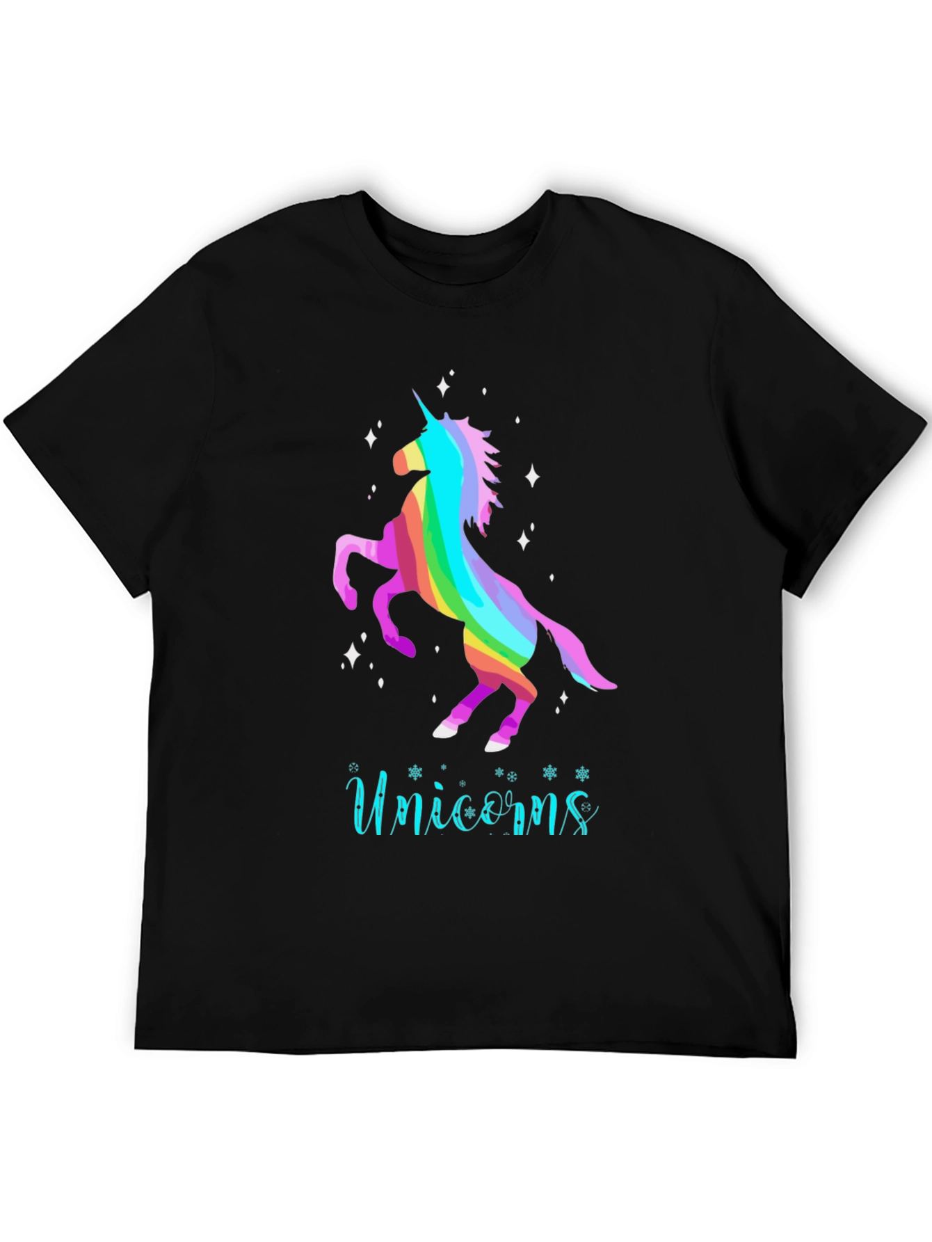 Black Rainbow Unicorn Tee - Magical Graphic T-Shirt view 5