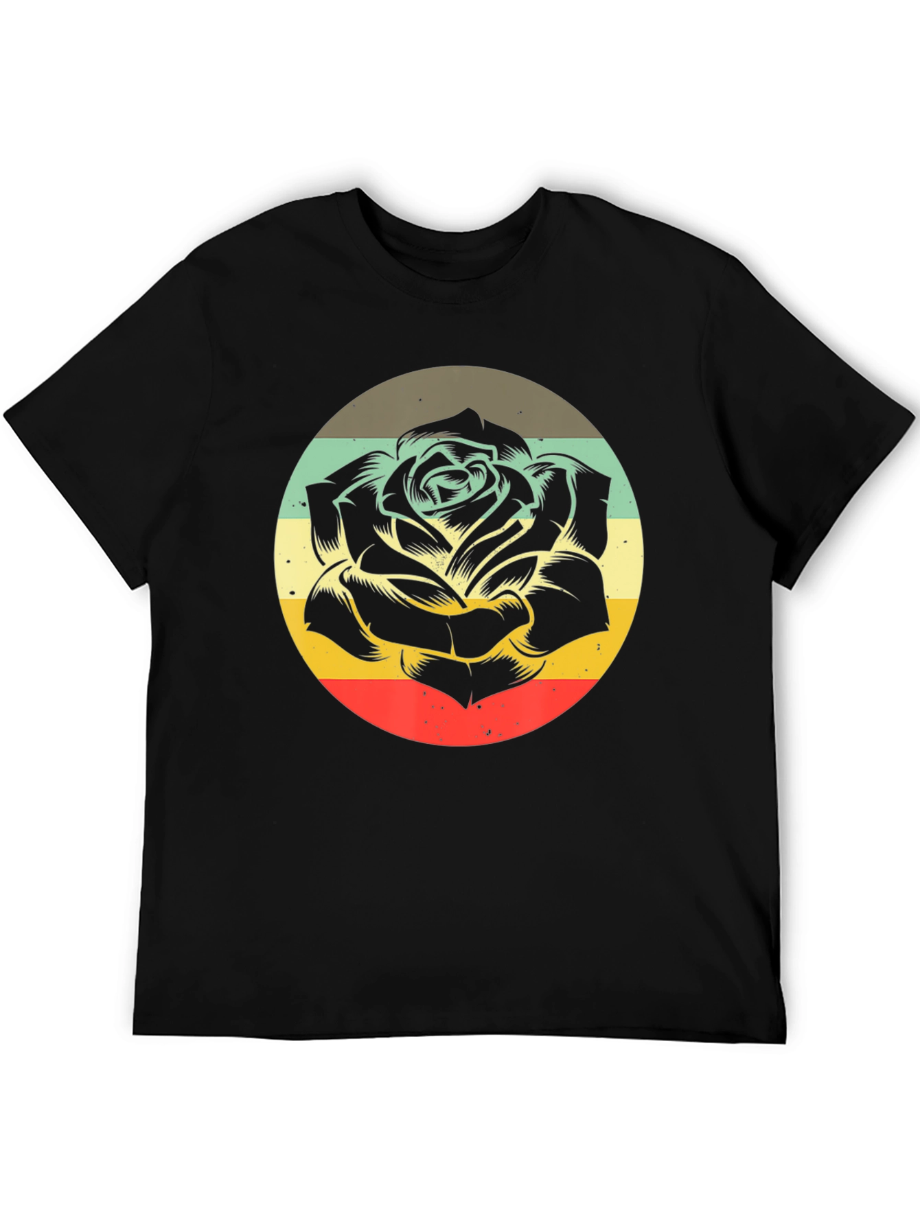 Black Retro Rose Graphic T-Shirt - Black view 5