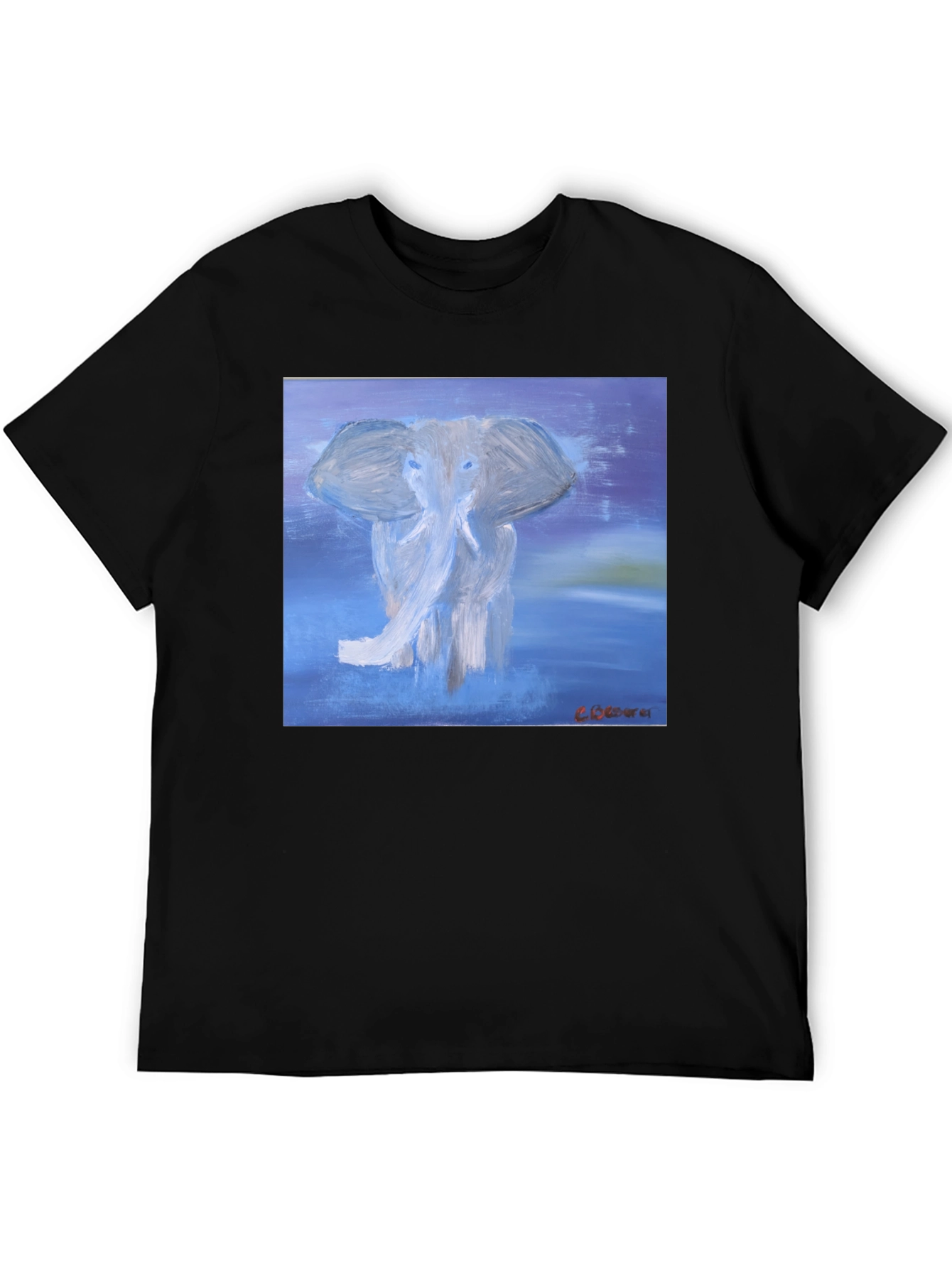 Black Elephant Art Graphic T-Shirt - Stylish Crew Neck Tee view 5