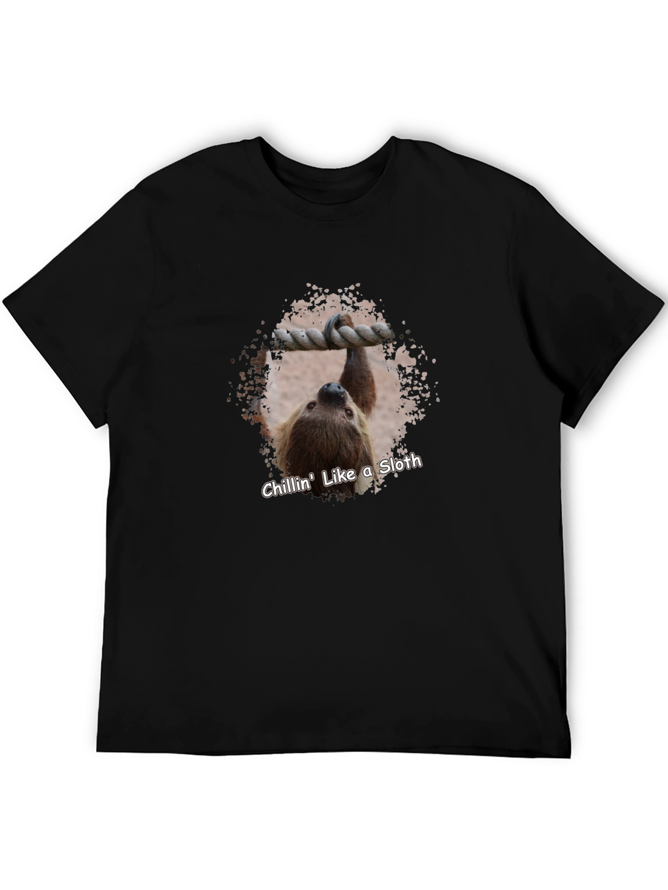 Black Chillin' Sloth Graphic T-Shirt - Hang Loose! view 5