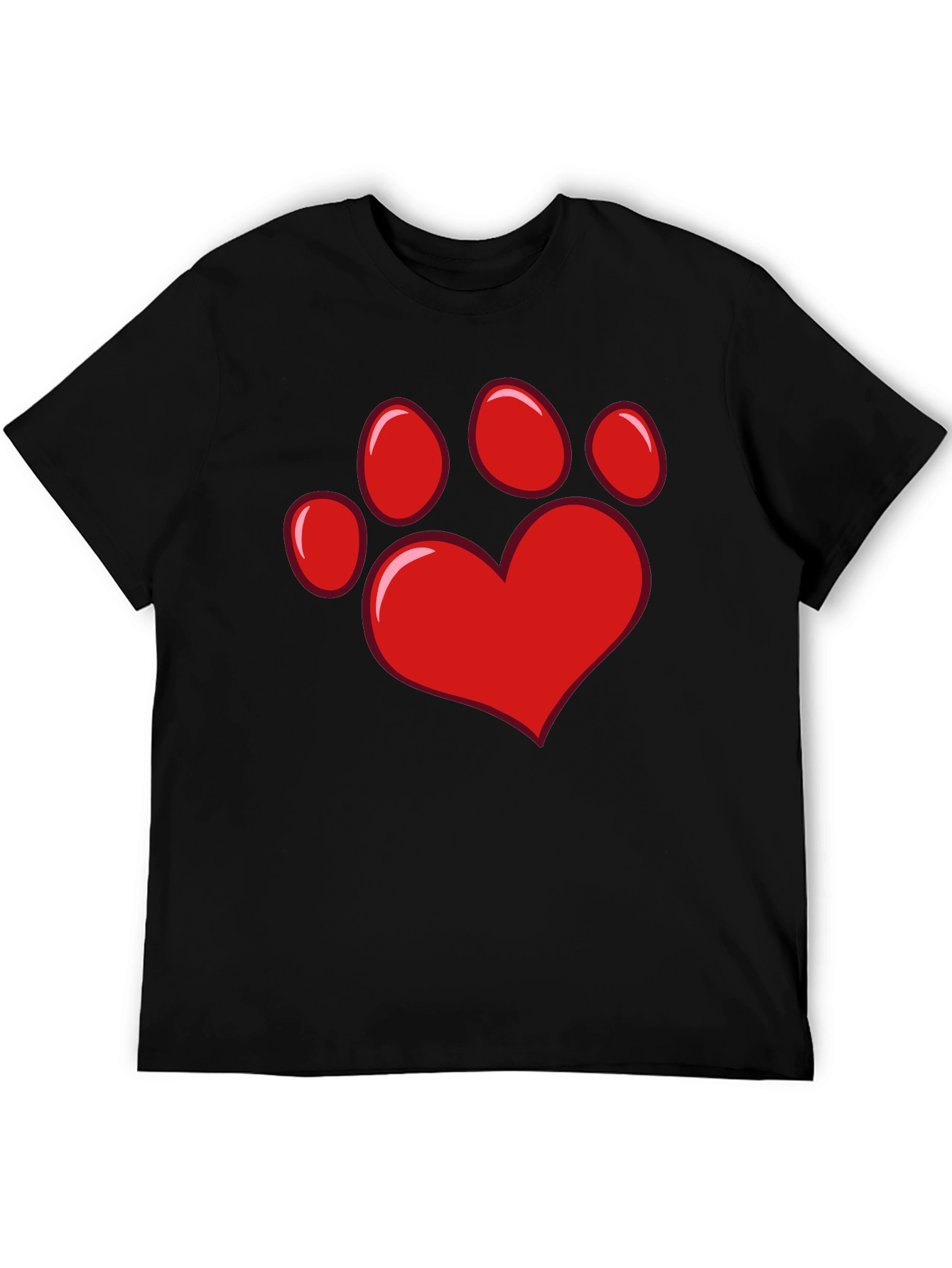 Black Heart Paw Print Black T-Shirt view 5