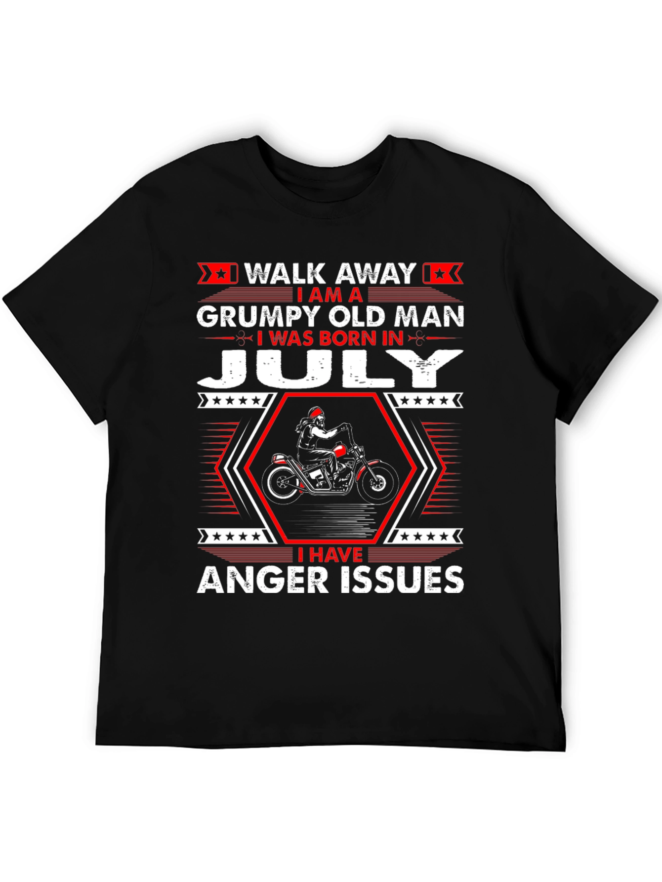 Black Grumpy Old Man Born in July T-Shirt view 5