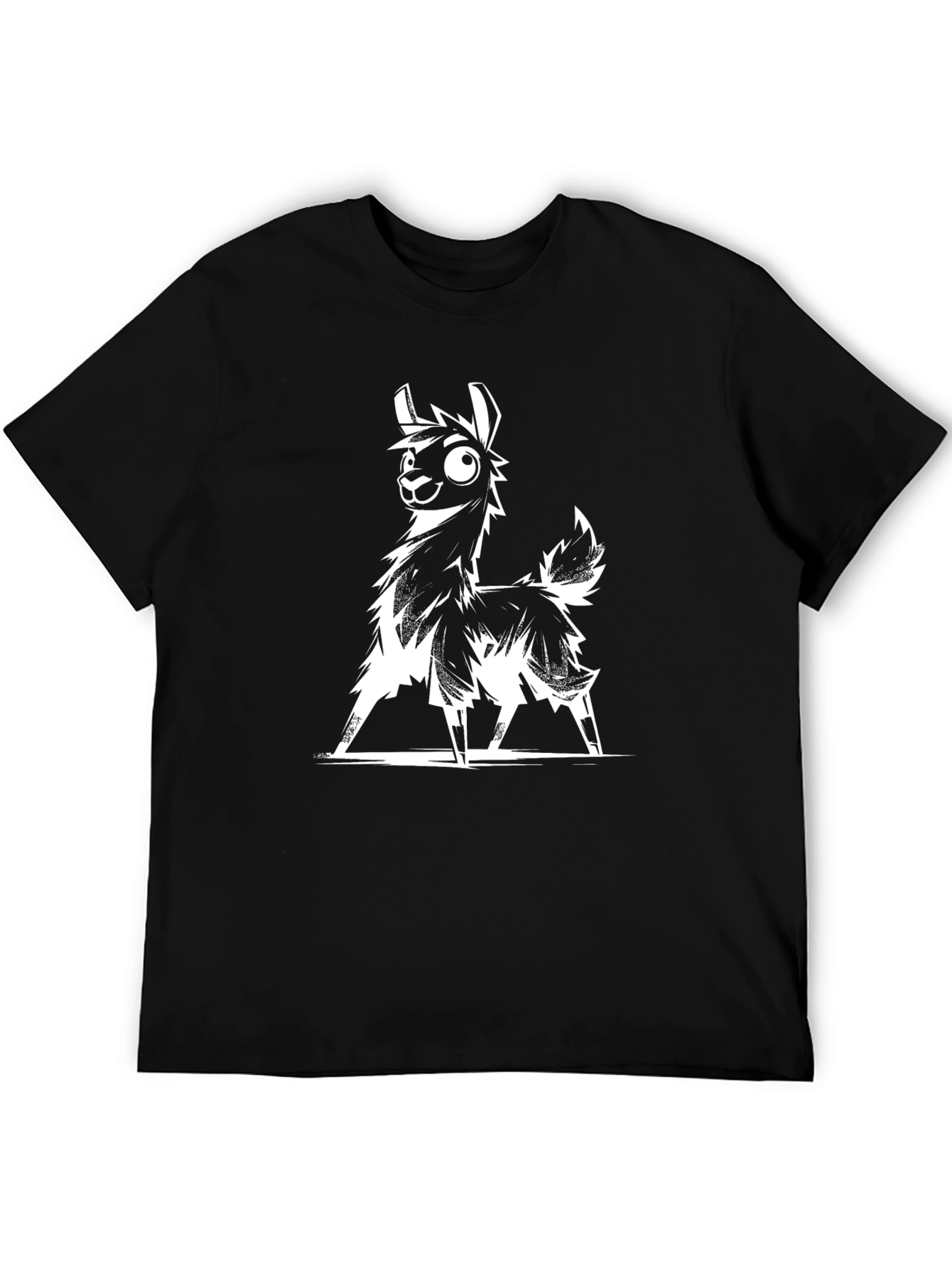 Black Llama Graphic Tee - Black Casual T-Shirt view 5