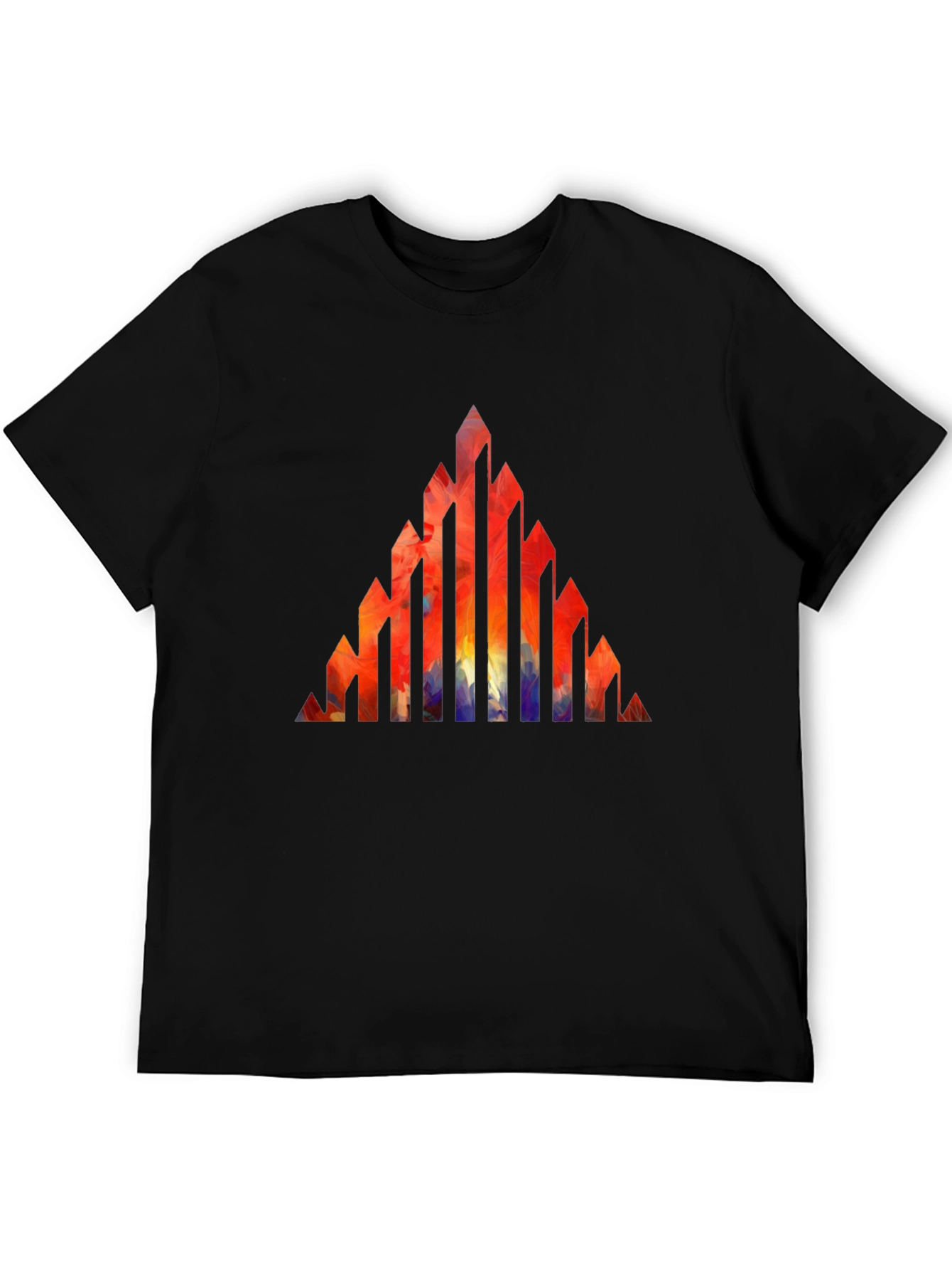 Black Abstract Geometric Peak T-Shirt view 5