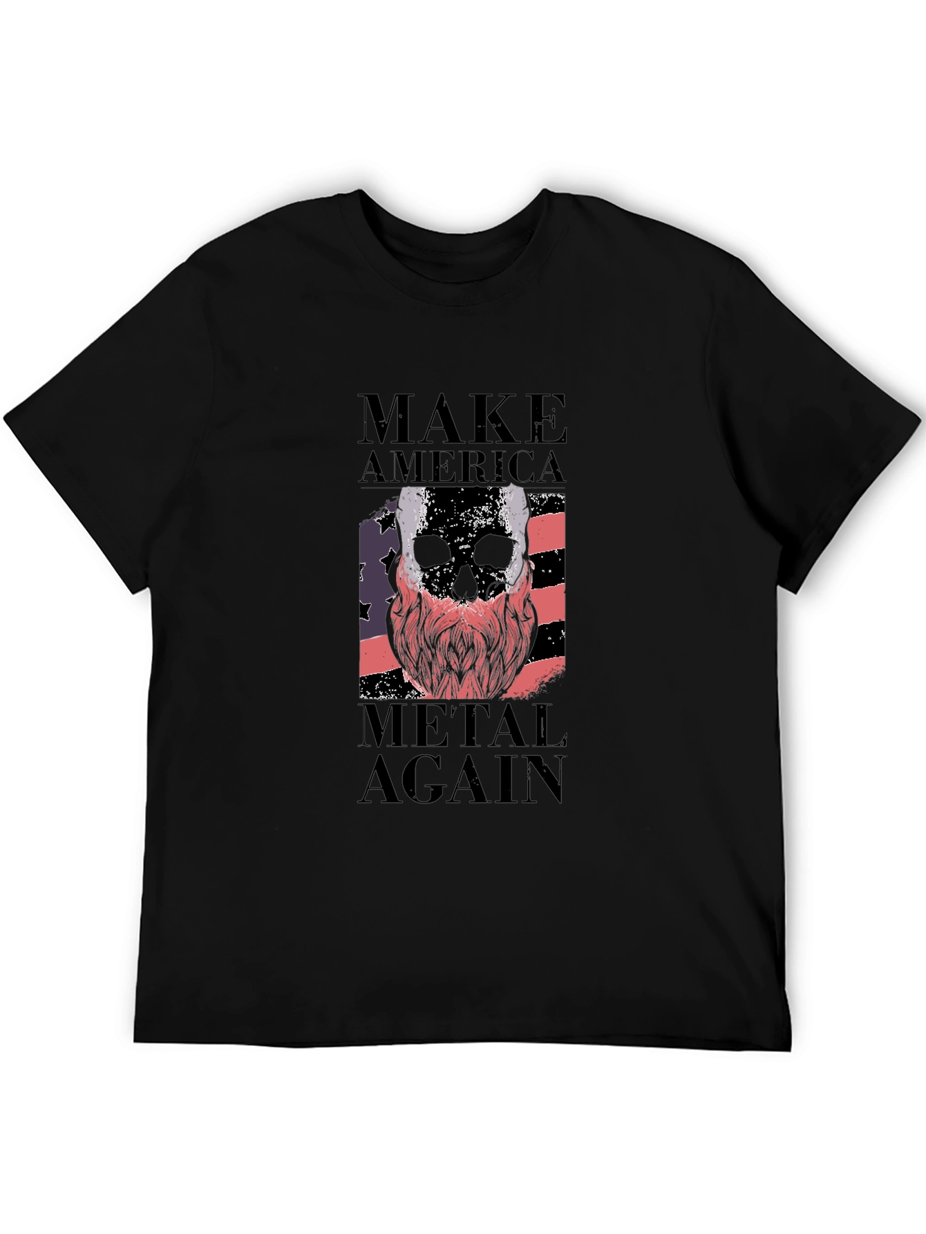Black Make America Metal Again Skull T-Shirt view 5