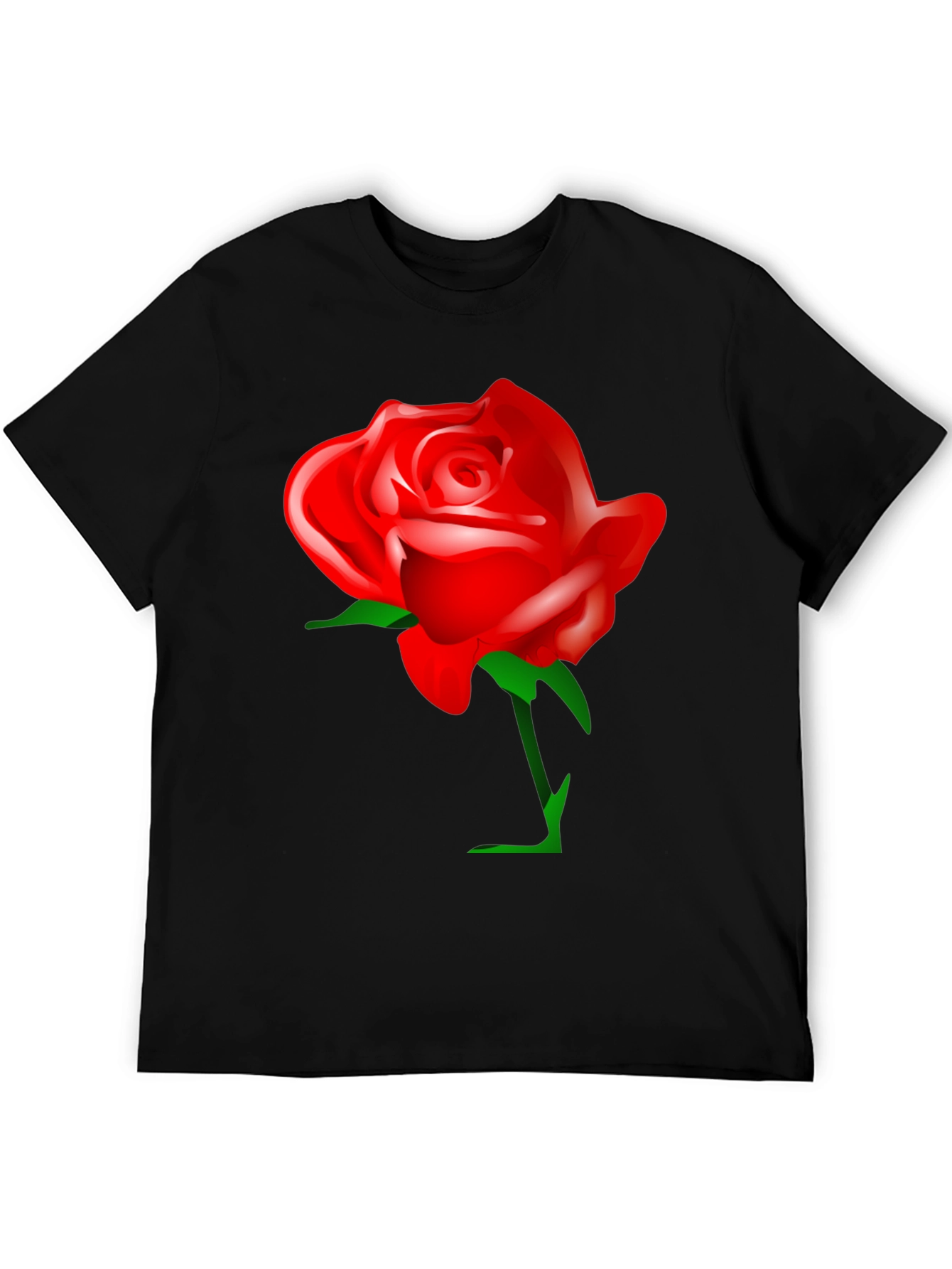 Black Bold Red Rose Graphic T-Shirt - Black Cotton Blend view 5
