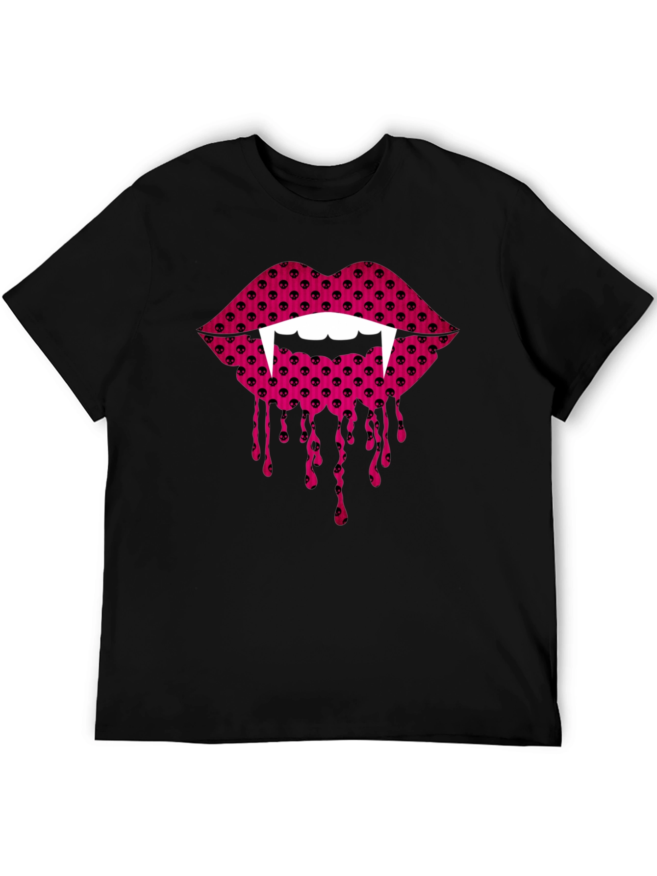 Black Vampire Lips Graphic Tee - Halloween Fashion view 5