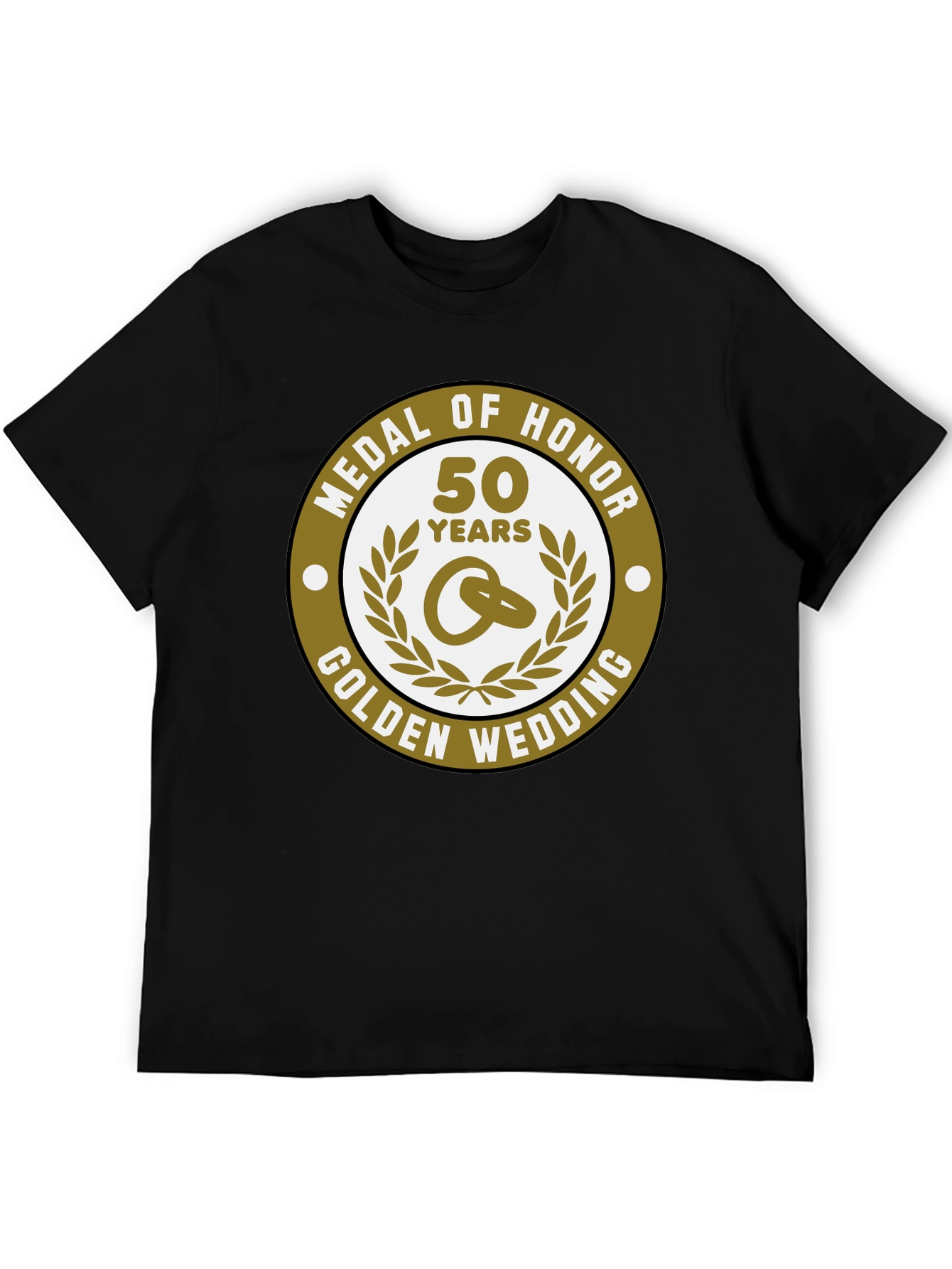 Black 50th Golden Wedding Anniversary Medal of Honor T-Shirt view 5