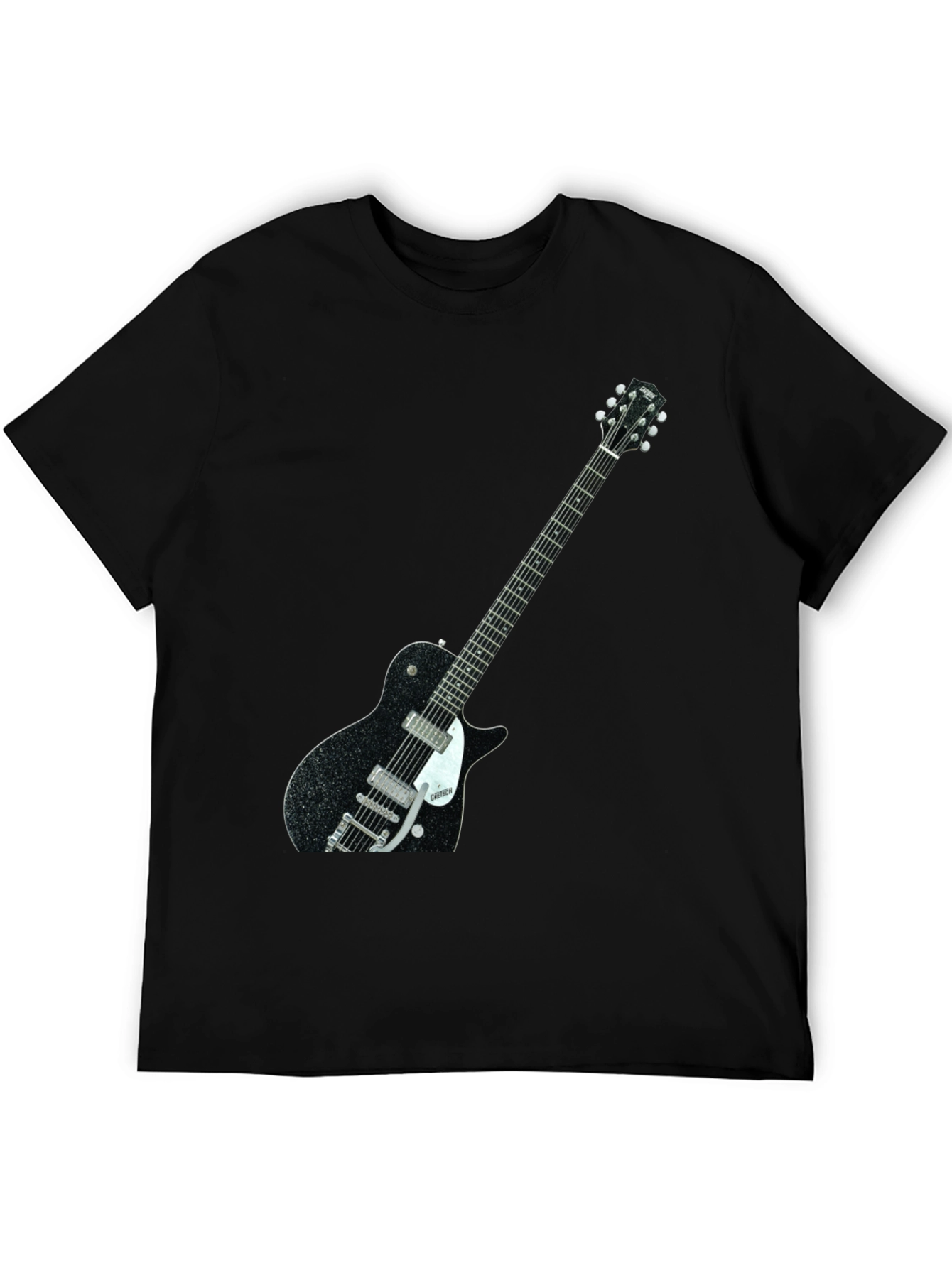 Black Black T-Shirt with Guitar Graphic view 5