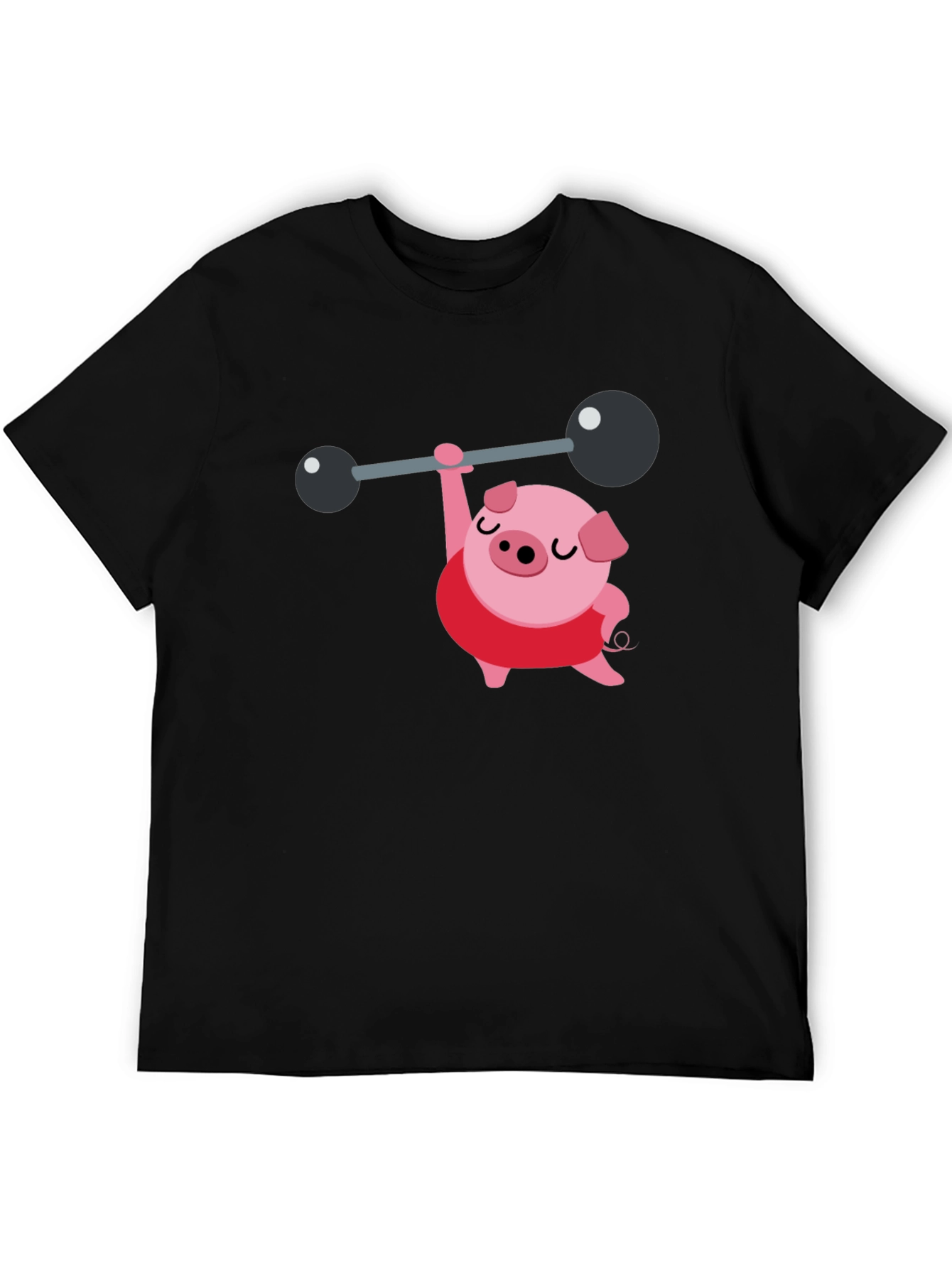 Black Weightlifting Pig Black T-Shirt view 5