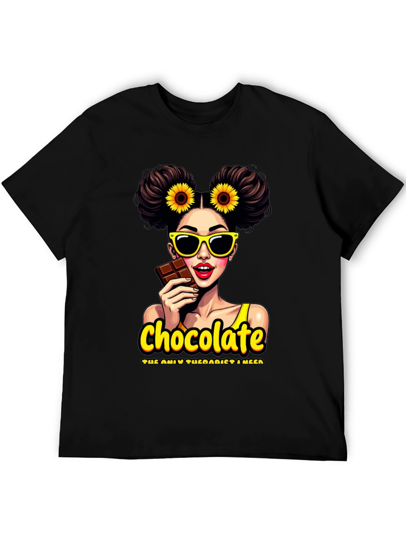 Black Chocolate Therapist Graphic Tee - Black Cotton T-Shirt view 5