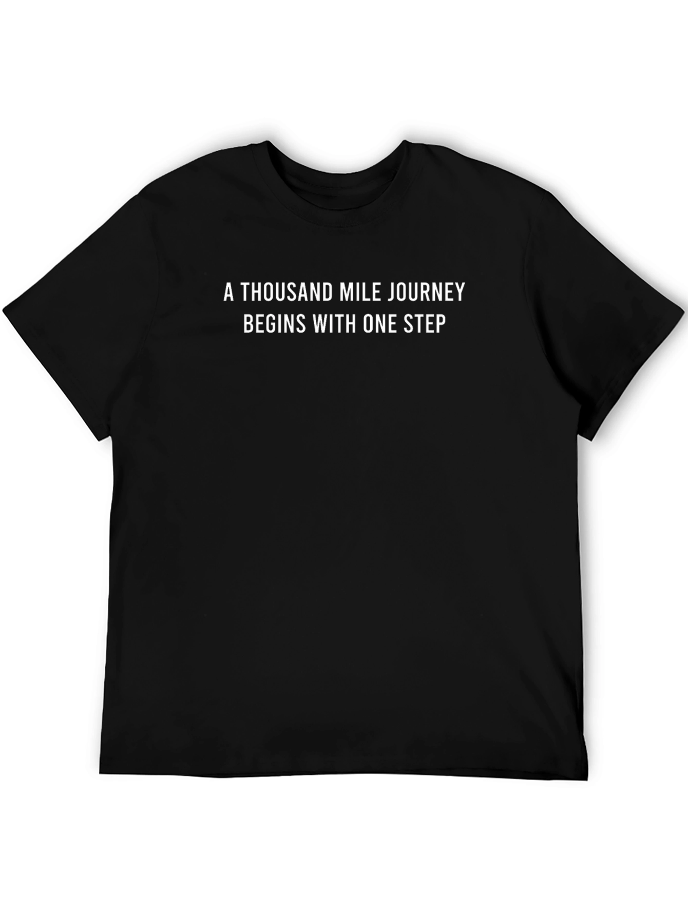 Black Inspirational Quote T-Shirt: Thousand Mile Journey Tee view 5