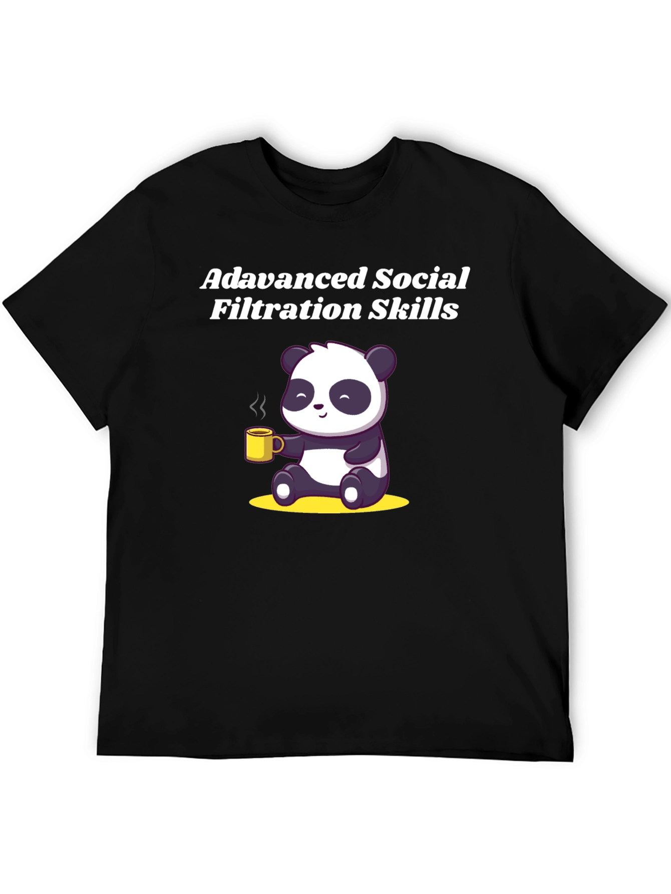 Black Advanced Social Filtration Skills Panda T-Shirt view 5