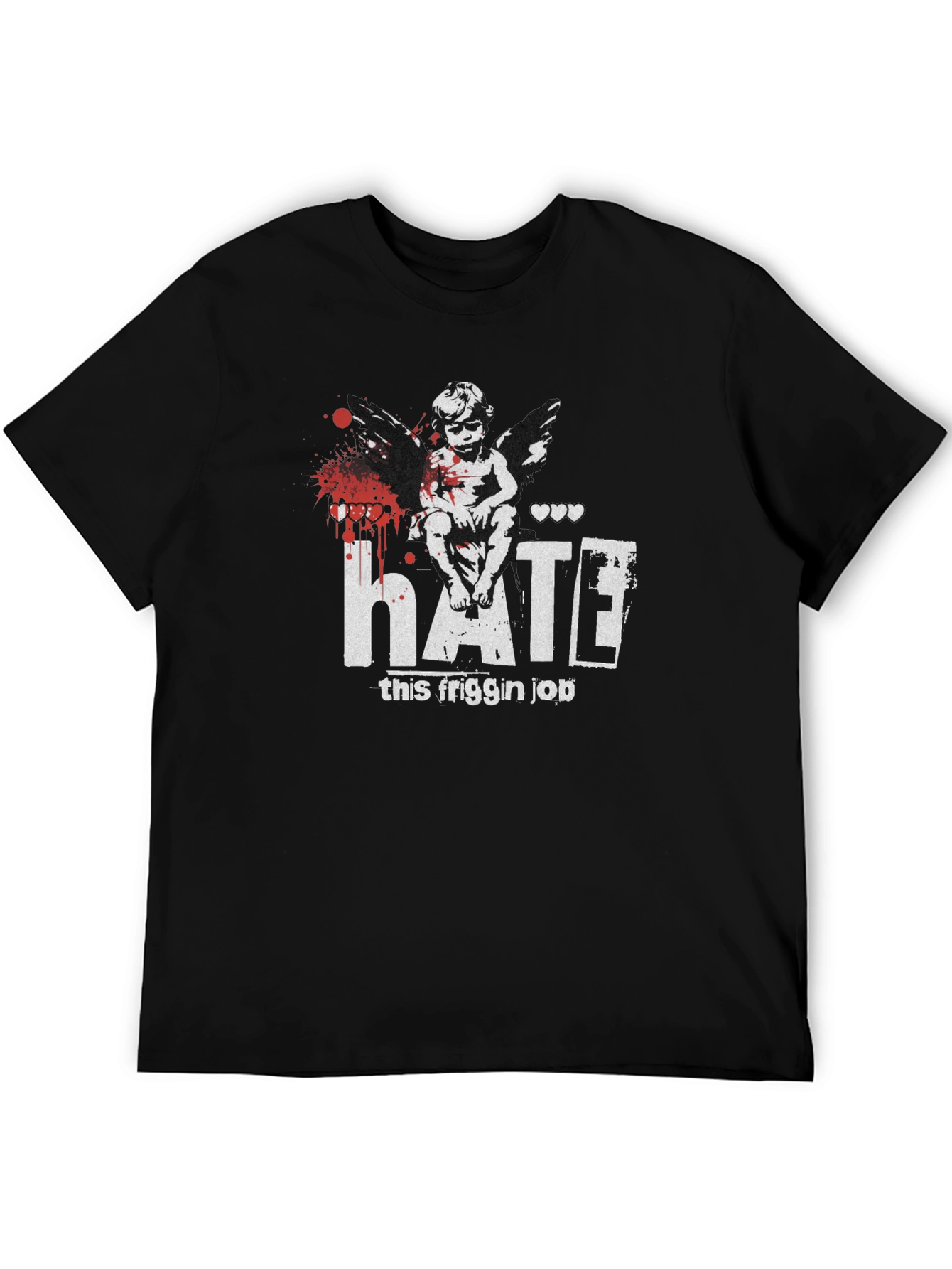 Black HATE This Friggin Job Graphic T-Shirt view 5
