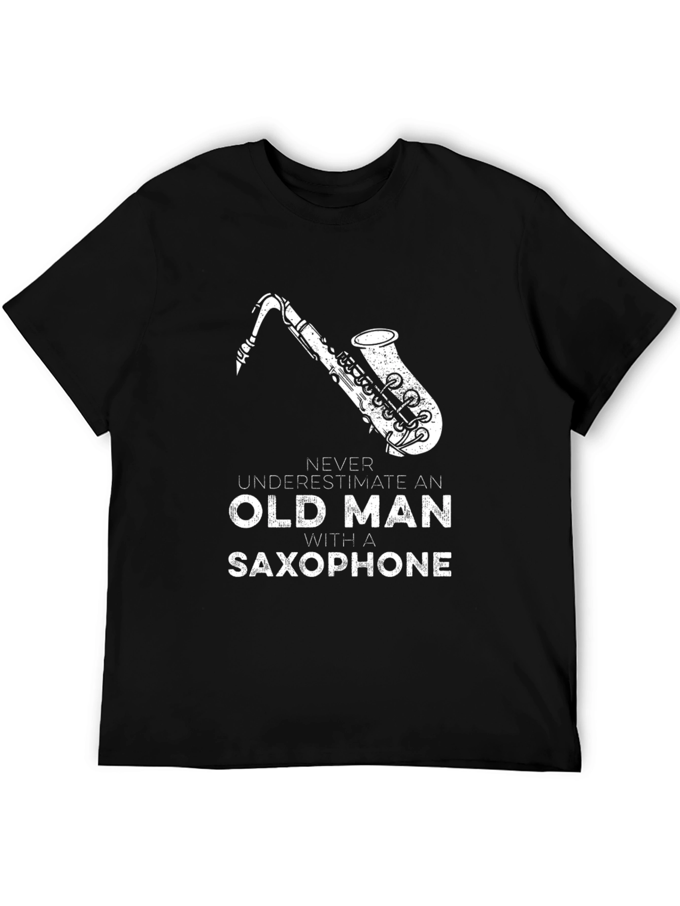 Black Old Man Saxophone T-Shirt - Musician Gift view 5