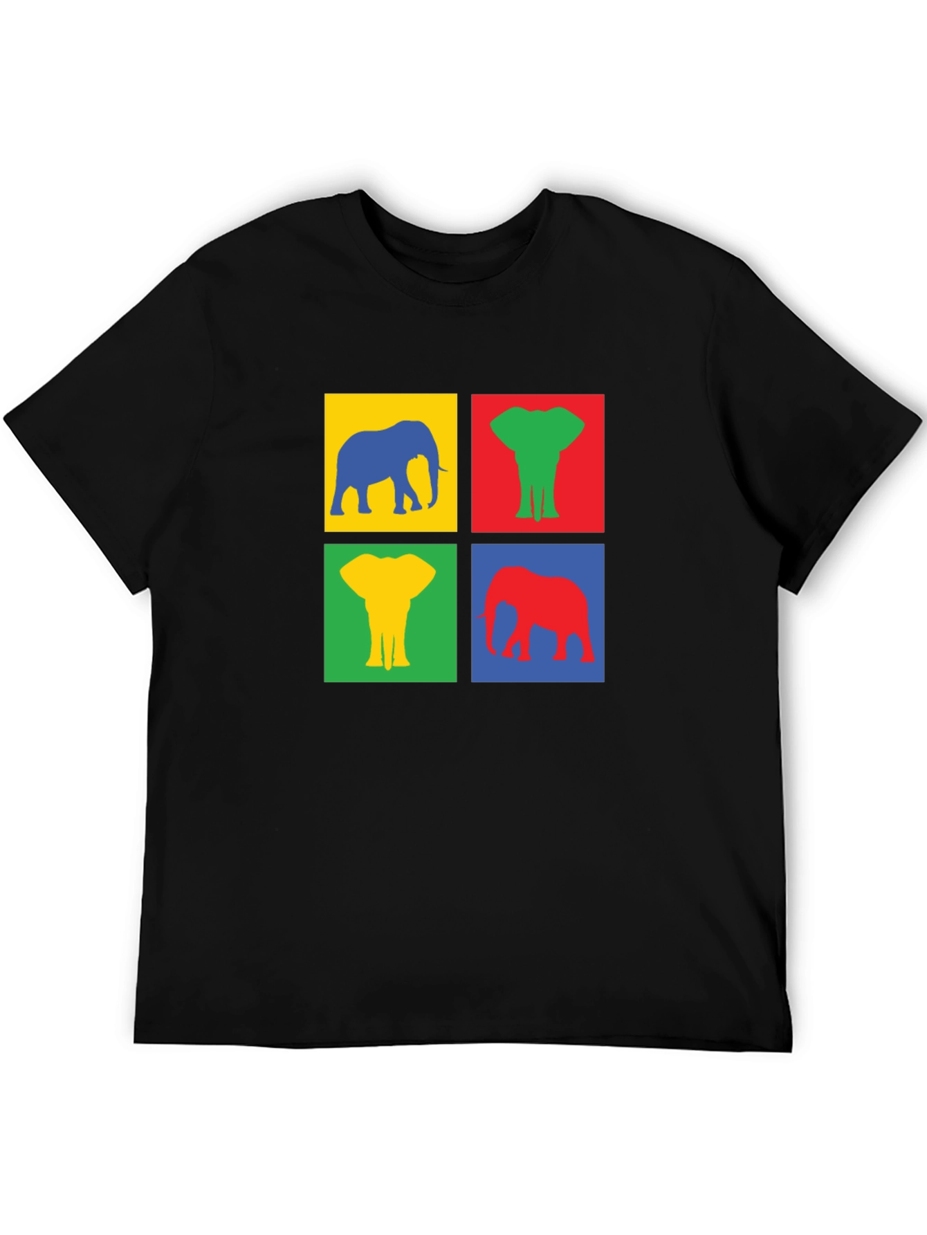 Black Colorful Elephant T-Shirt - Pop Art Tee view 5