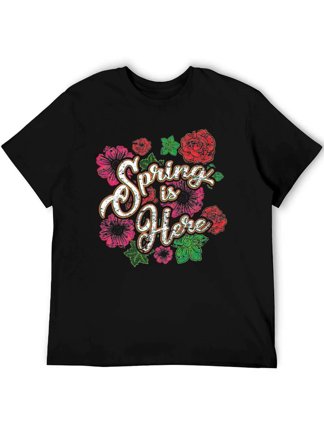 Black Spring Is Here Floral Graphic Tee view 5