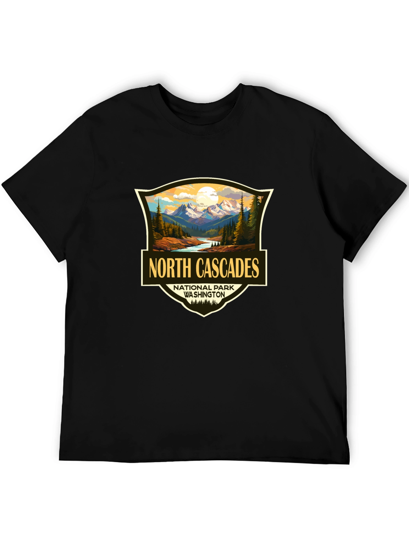 Black North Cascades National Park T-Shirt view 5