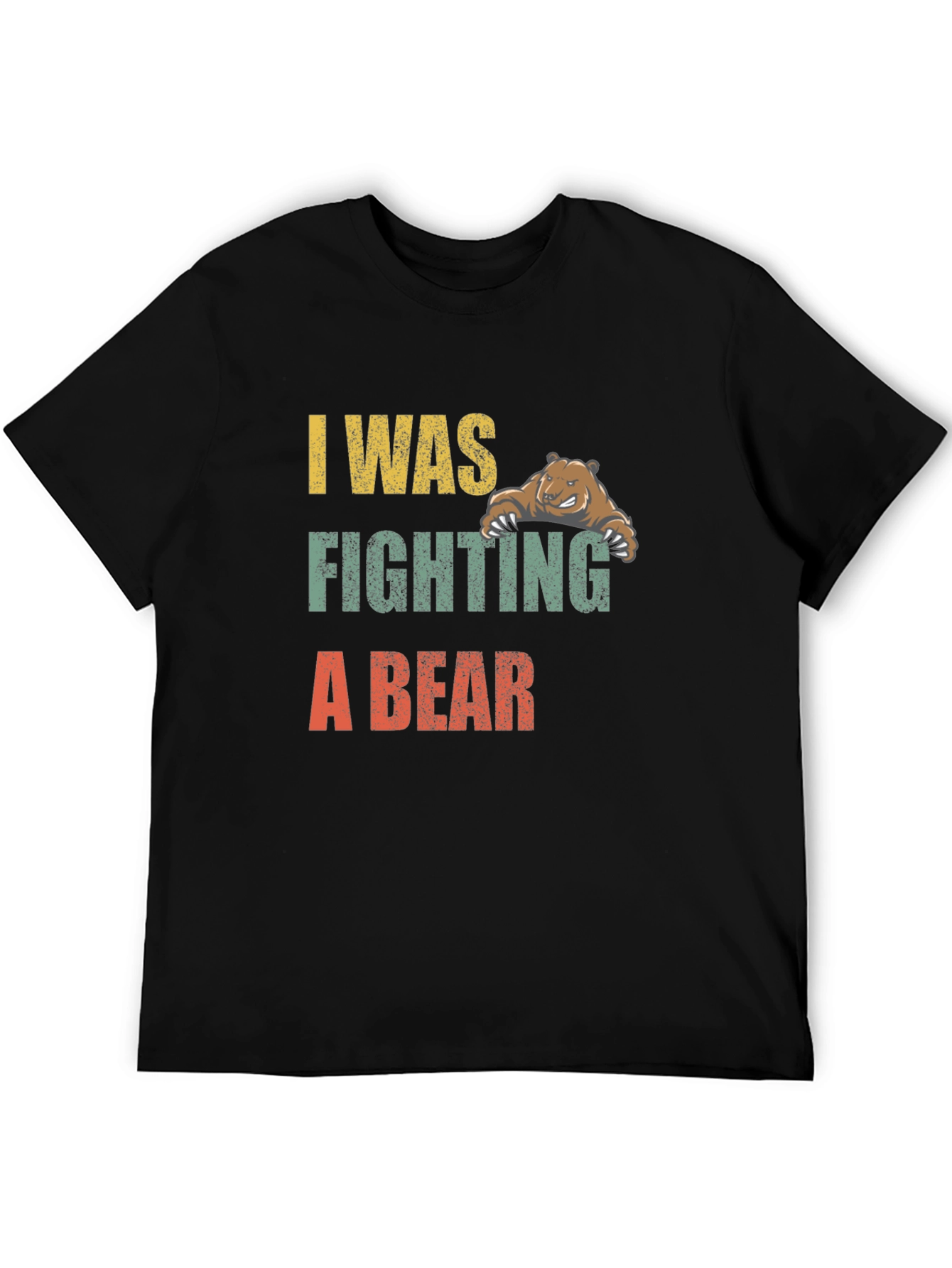 Black I Was Fighting A Bear Graphic T-Shirt view 5