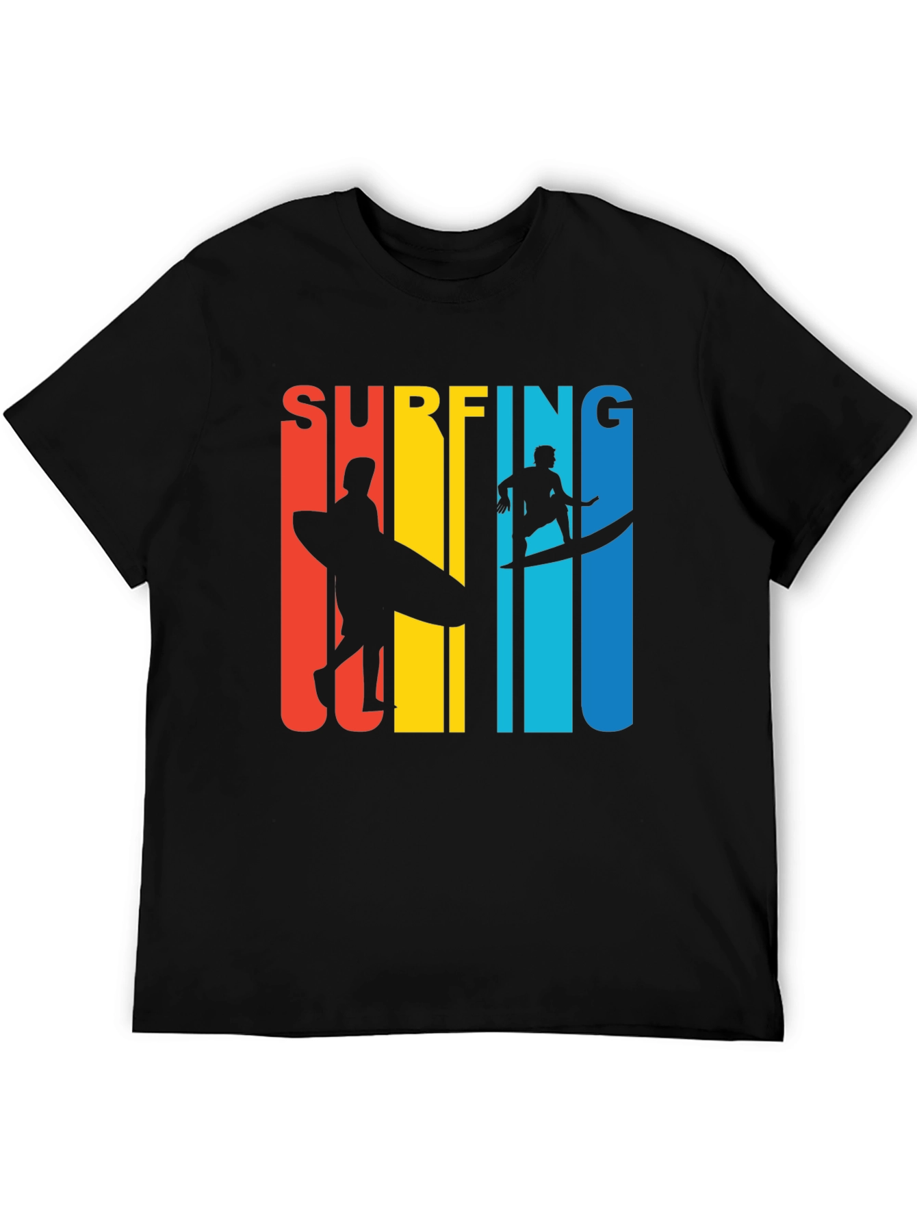 Black Surfing Graphic T-Shirt - Retro Style view 5