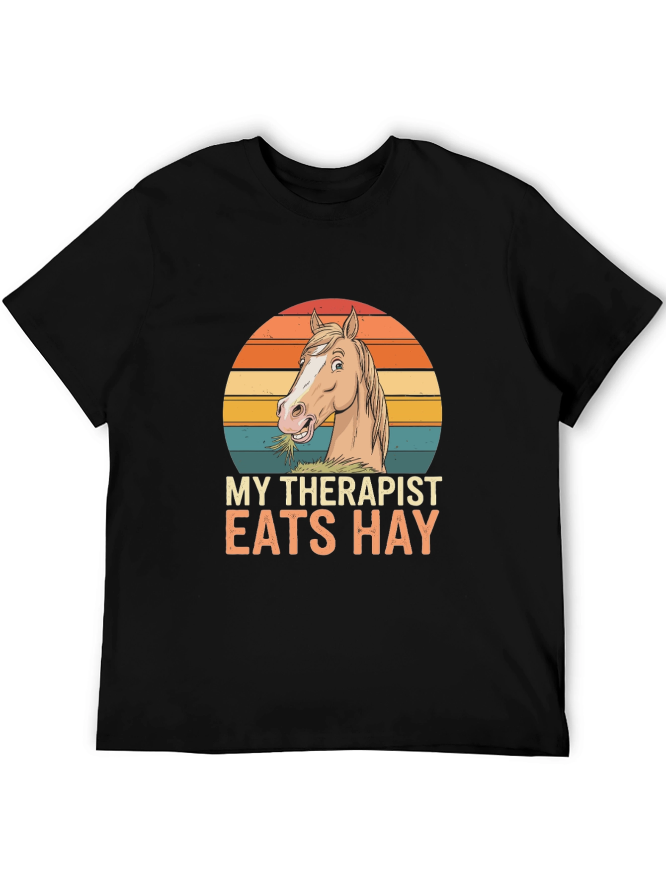Black My Therapist Eats Hay T-Shirt - Horse Lover Tee view 5