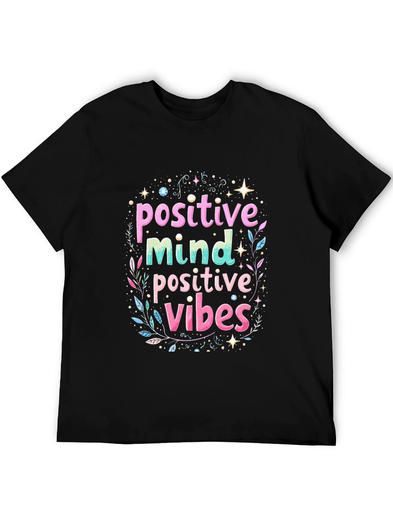 Black Positive Mind Positive Vibes Black Tee view 5