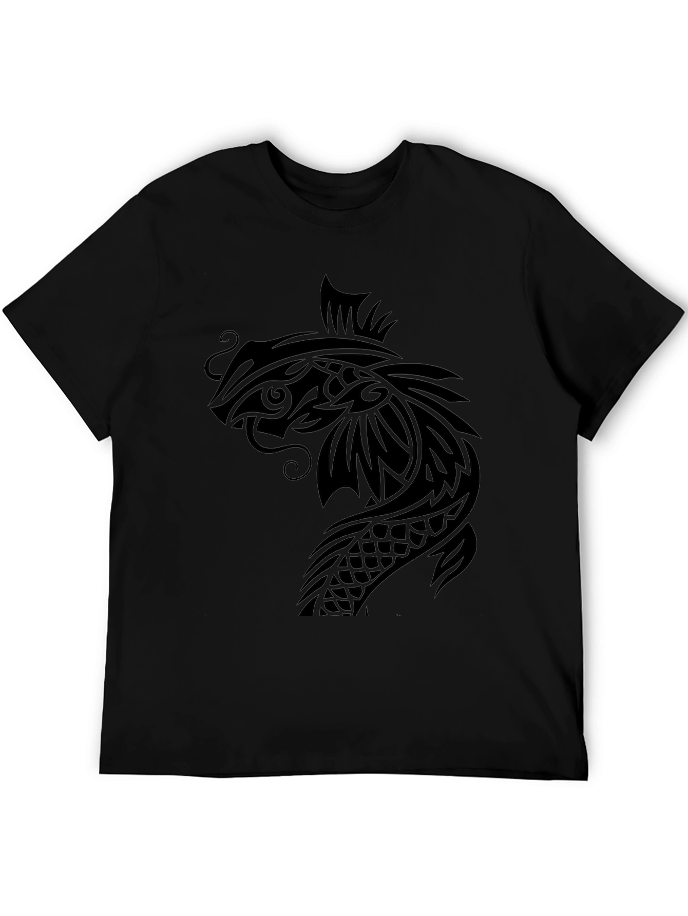 Black Koi Fish Graphic Tee - Black Cotton T-Shirt view 5