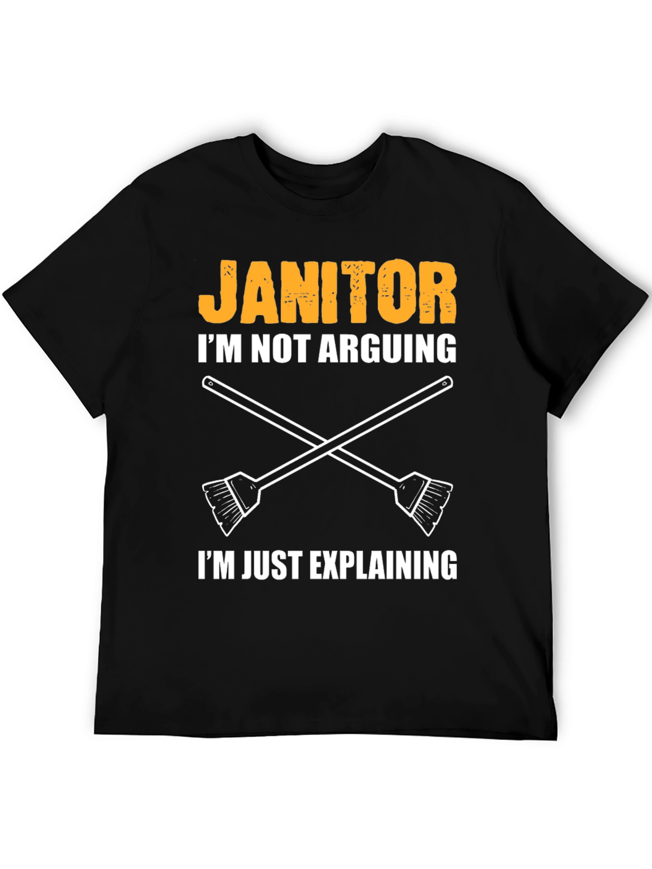 Black Janitor Explaining T-Shirt - Funny Cleaning Crew Apparel view 5