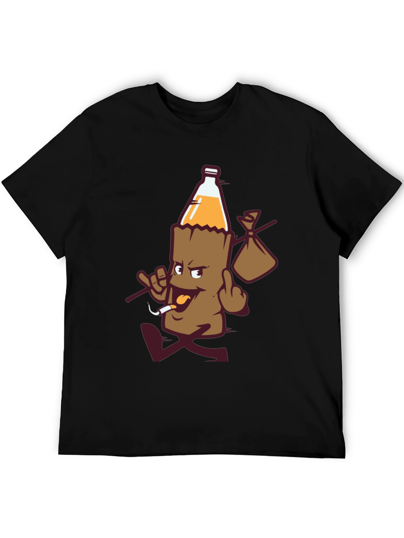 Black Novelty Cartoon Beer Bottle T-Shirt view 5