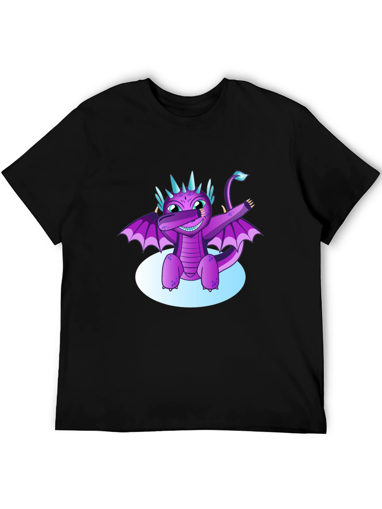 Black Dabbing Dragon Graphic Tee - Cool Black T-Shirt view 5