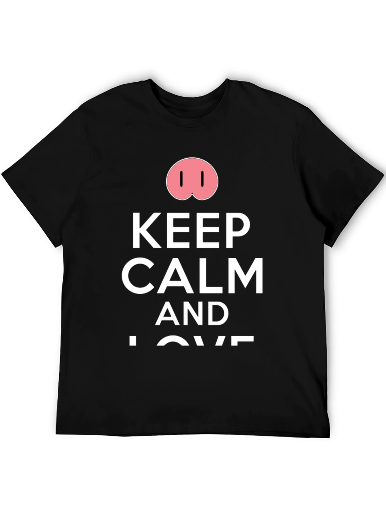 Black Keep Calm Pig Nose T-Shirt - Funny Casual Tee view 5