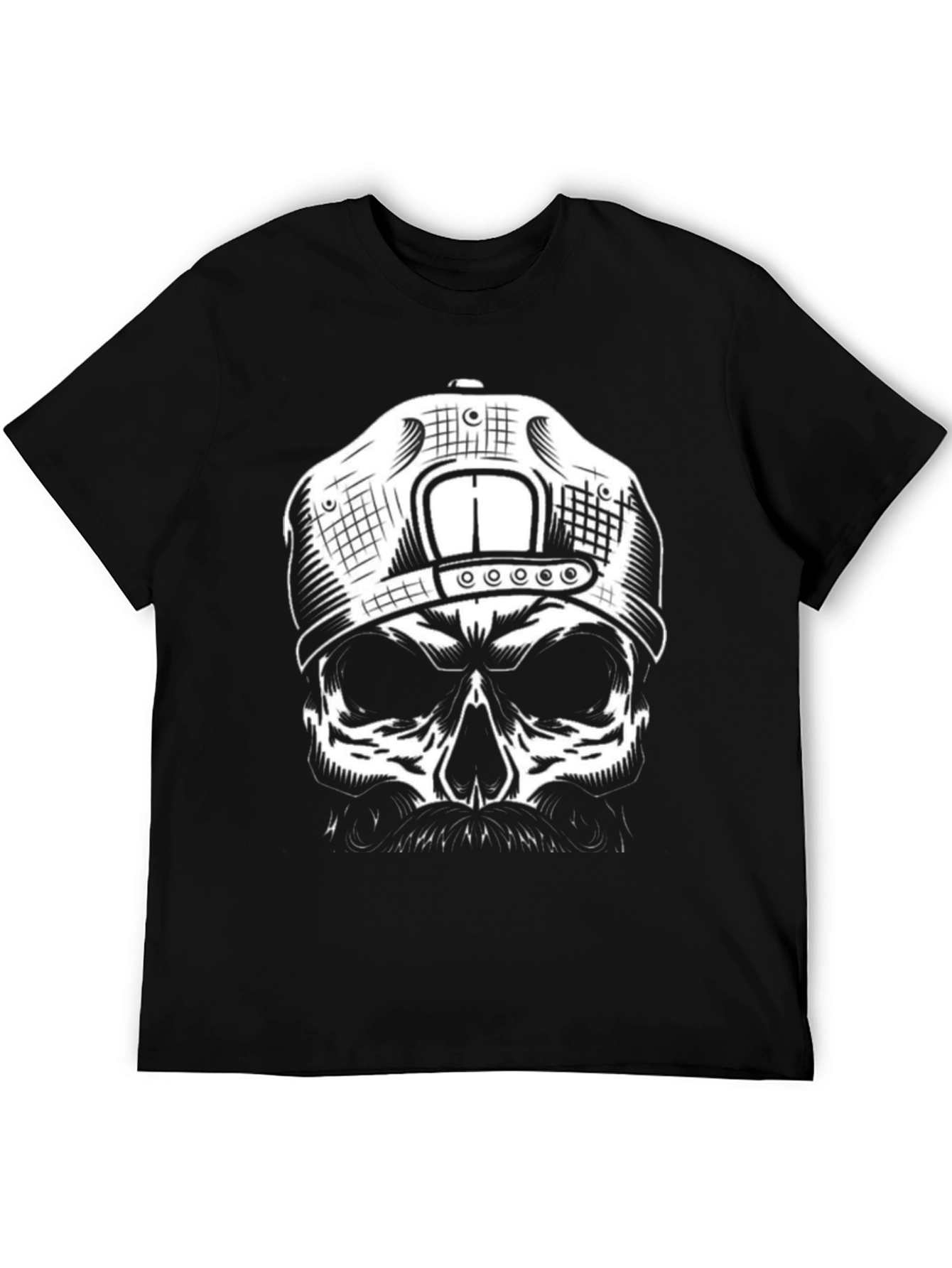 Black Skull with Cap Graphic T-Shirt - Black view 5