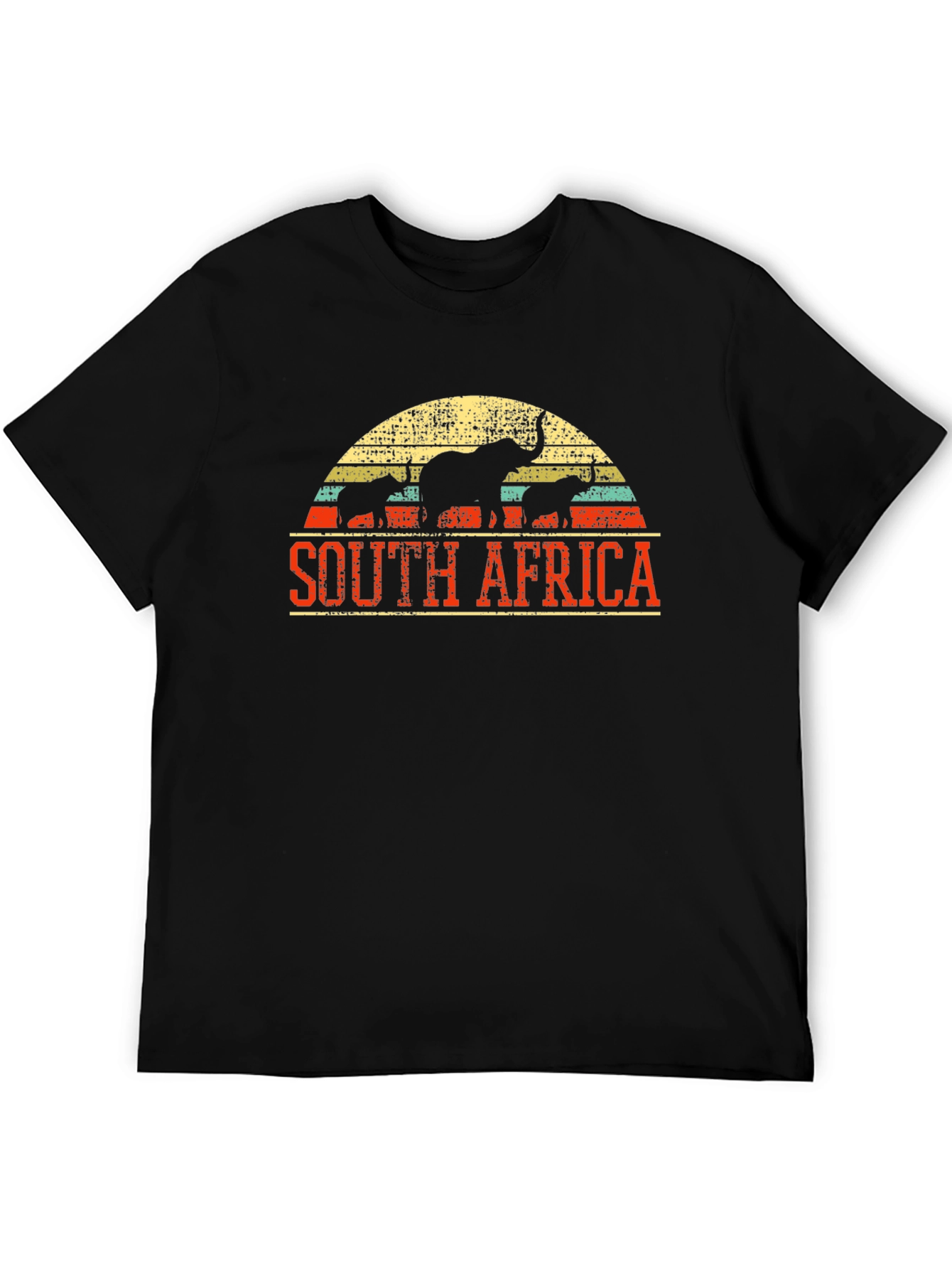 Black South Africa Elephant Graphic Tee - Black Cotton T-Shirt view 5