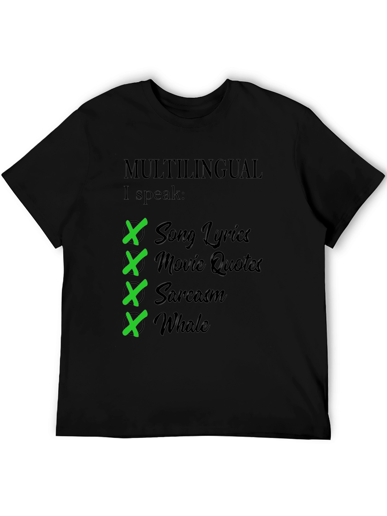 Black Multilingual I Speak T-Shirt - Humorous Gift view 5