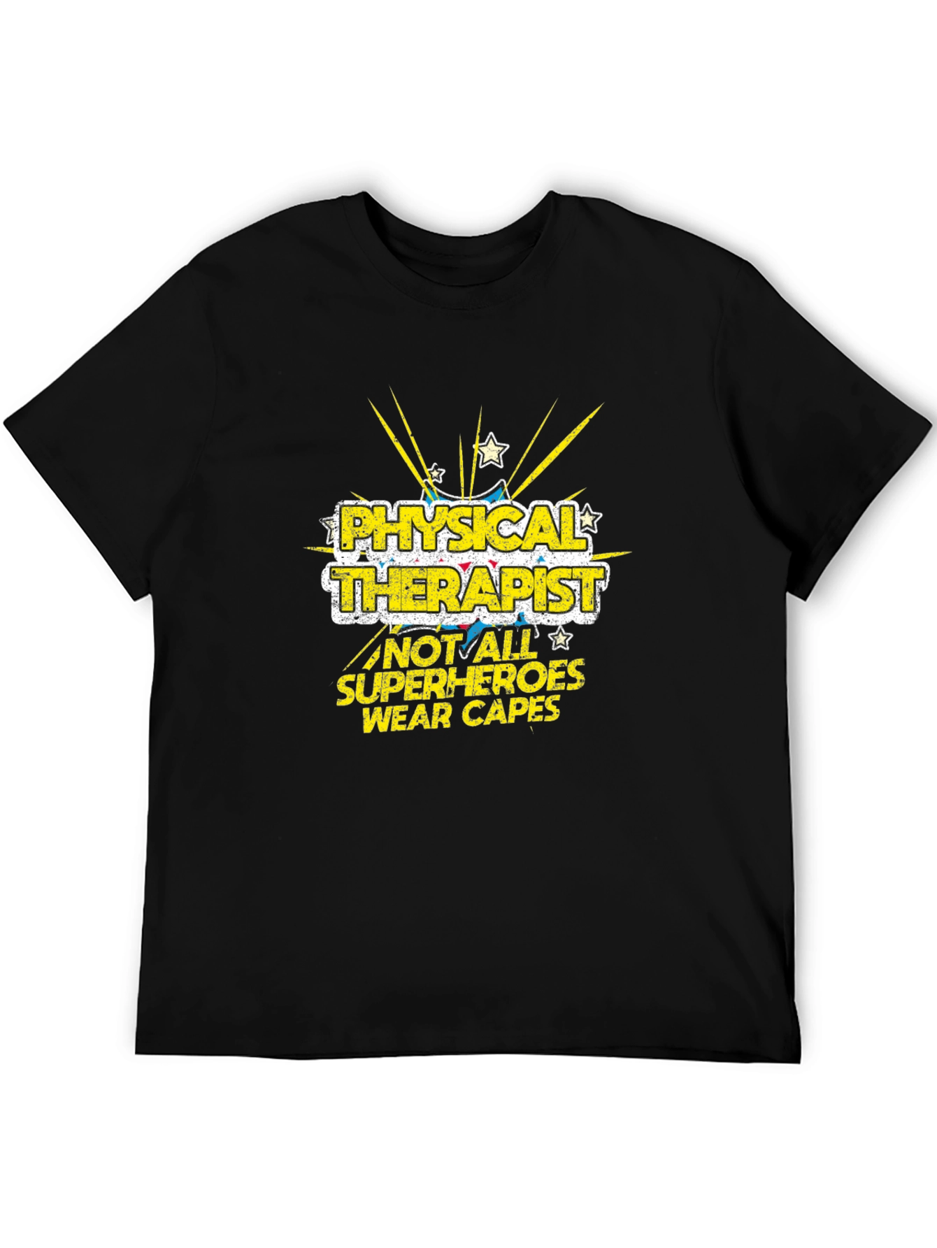 Black Physical Therapist Superhero Graphic Tee - Black view 5