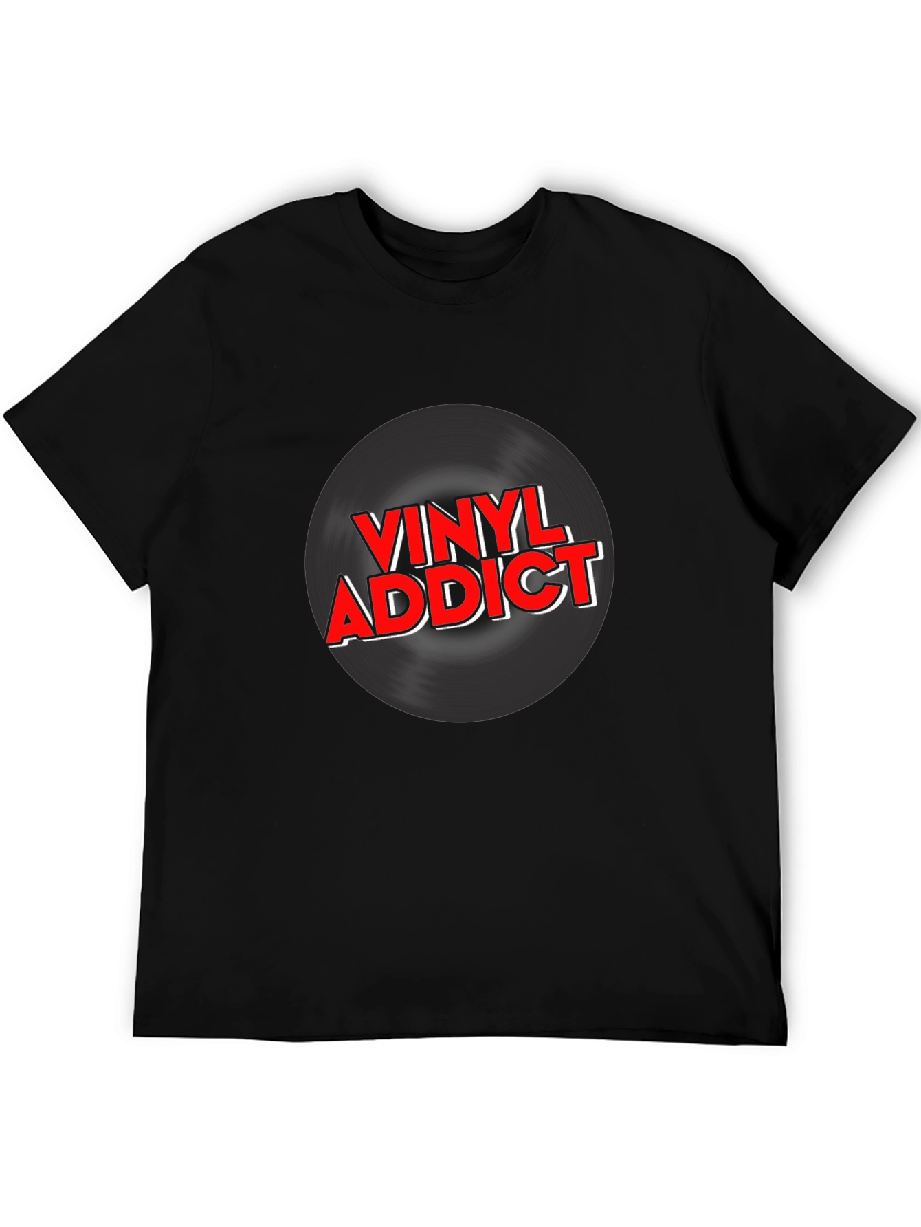 Black Vinyl Addict Graphic T-Shirt - Black view 5