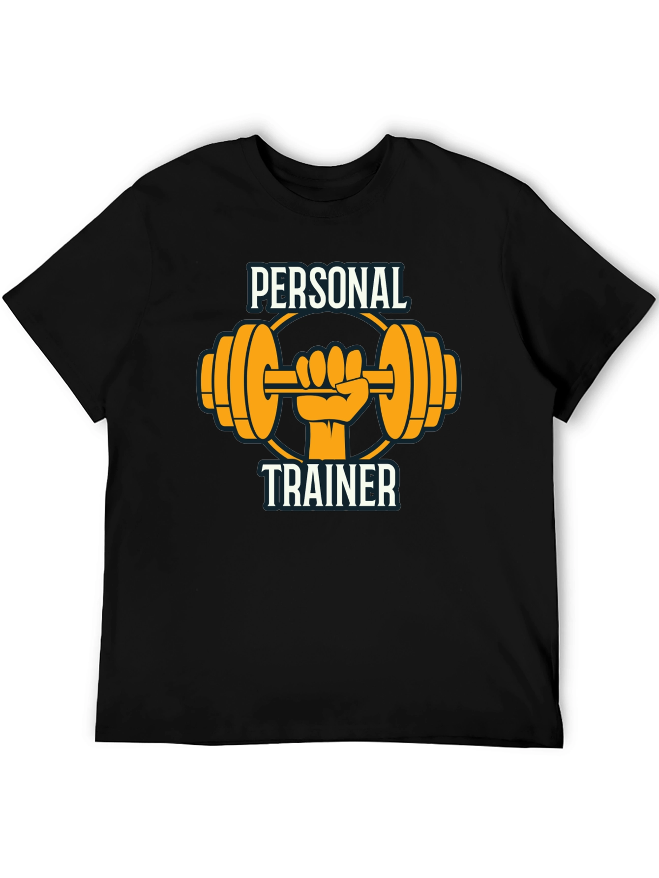 Black Personal Trainer Graphic Tee - Black Cotton Gym Shirt view 5