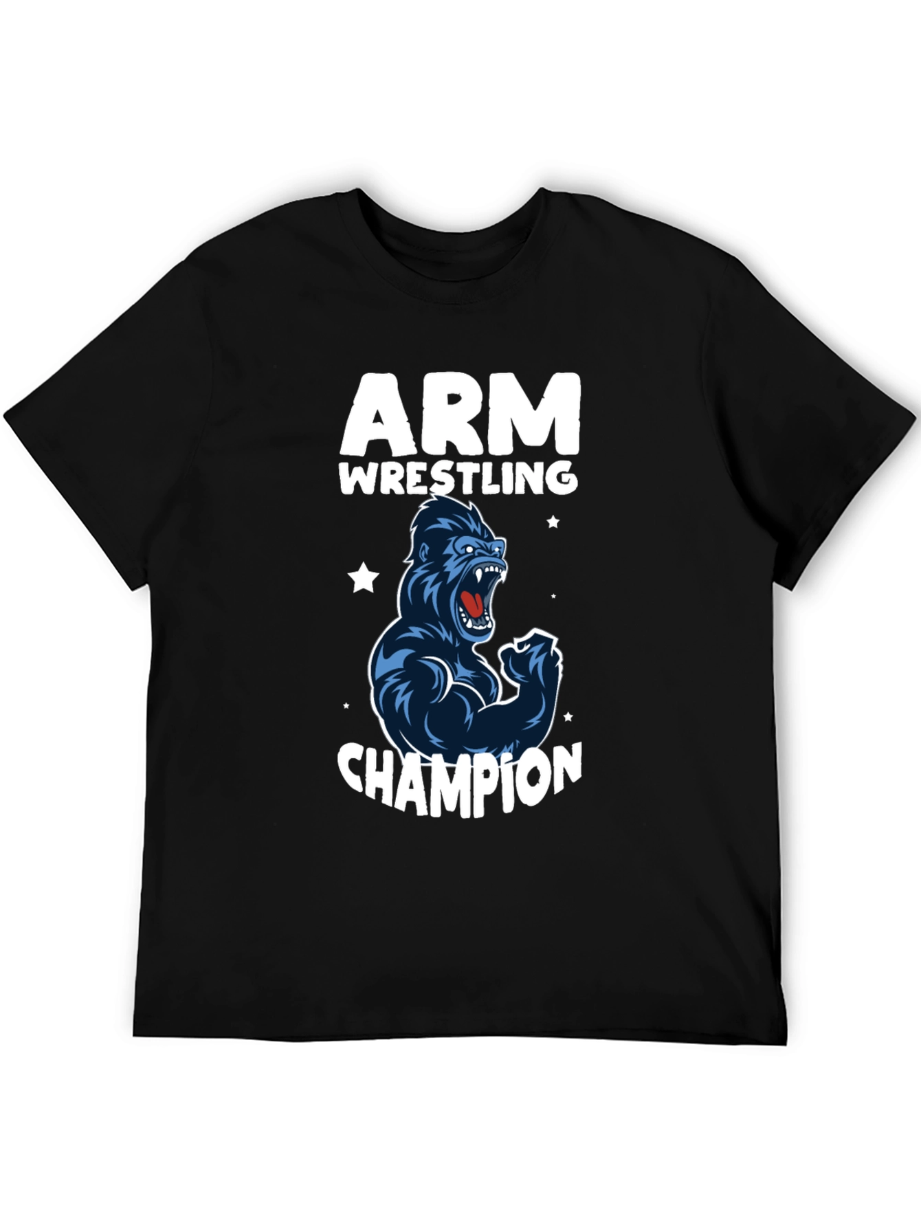 Black Arm Wrestling Champion Gorilla T-Shirt - Black view 5