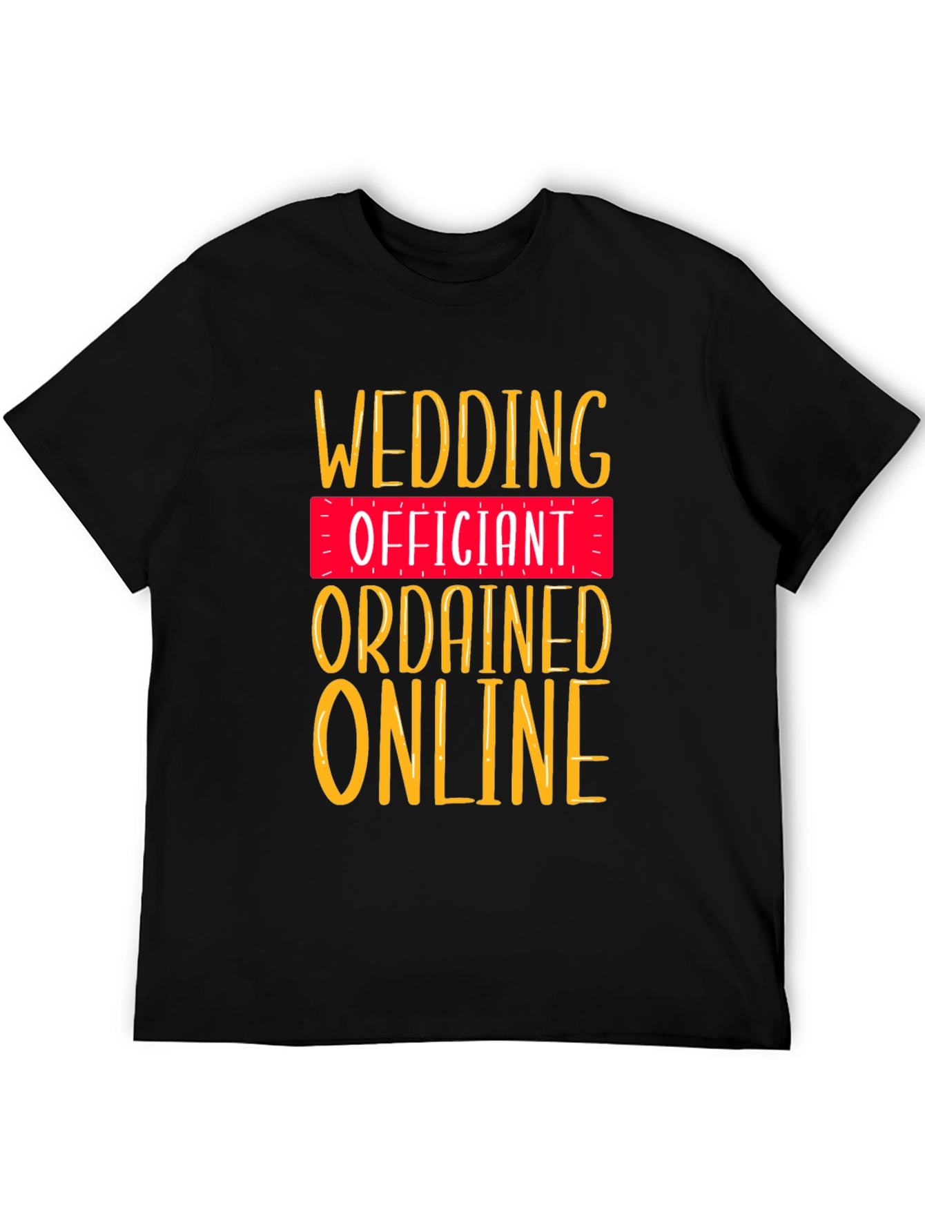 Black Wedding Officiant T-Shirt - Ordained Online view 5