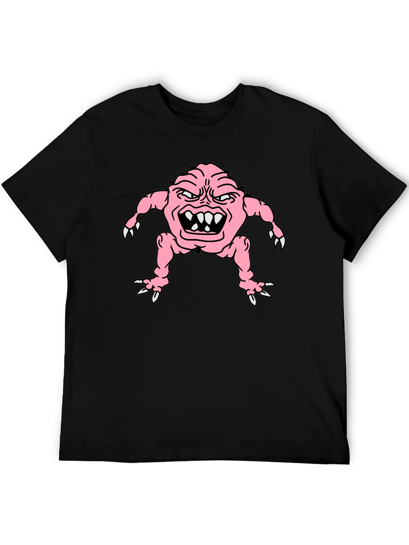 Black Cartoon Monster Graphic Tee - Black view 5