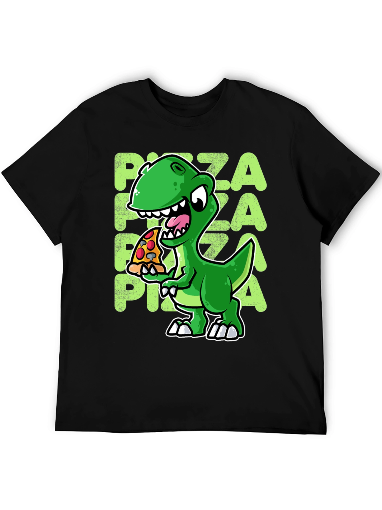 Black Dino Pizza T-Shirt - Cute Cartoon Design view 5