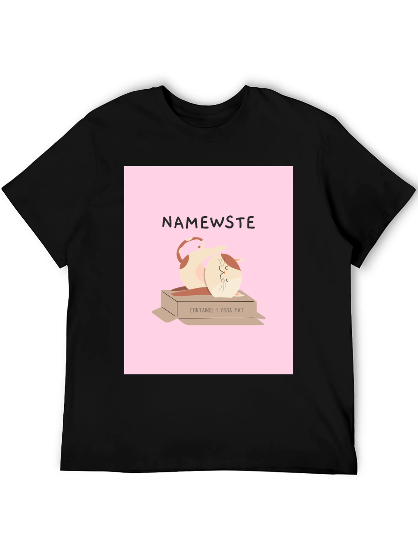 Black Namewste Cat Yoga T-Shirt view 5