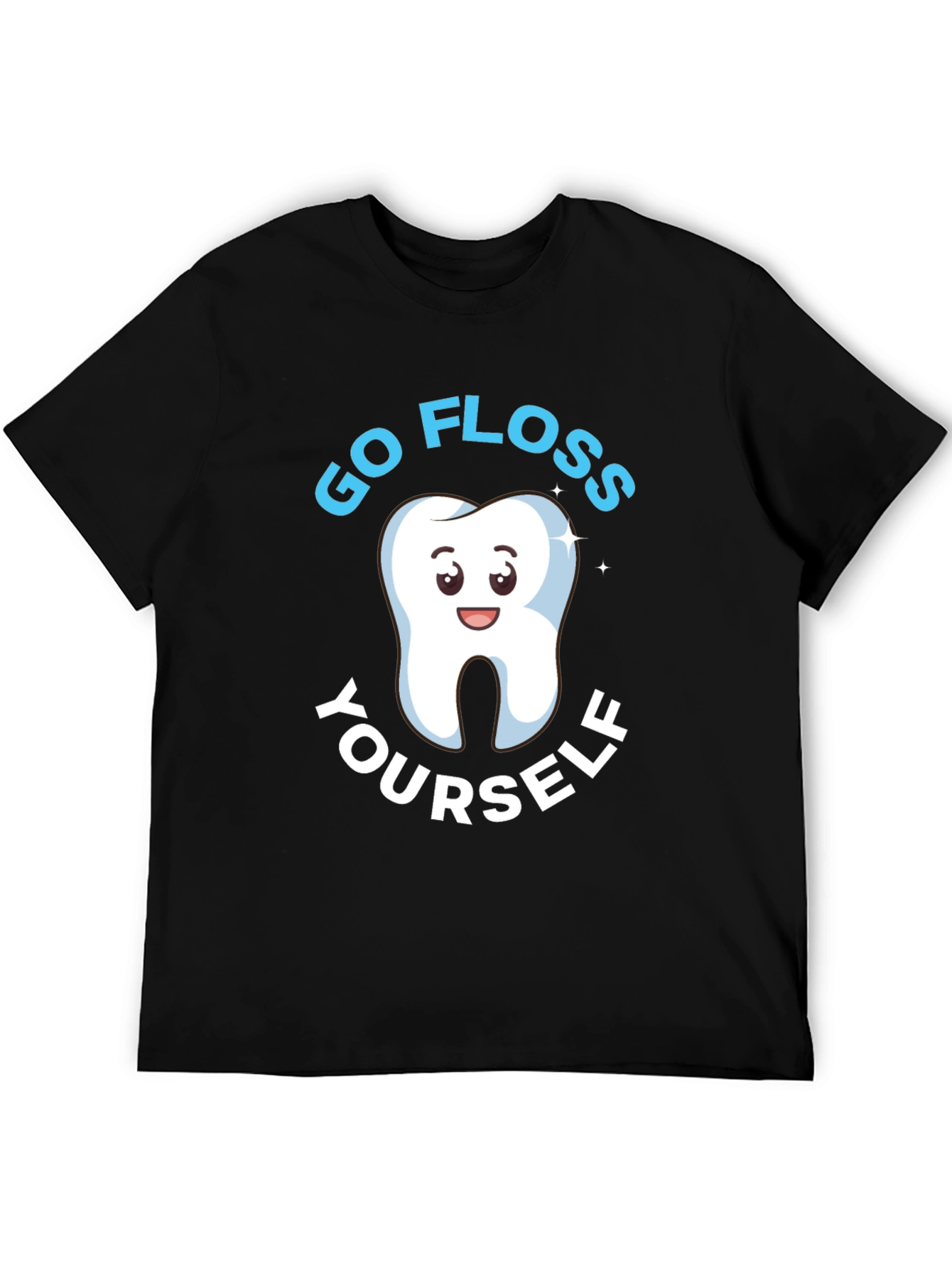 Black Go Floss Yourself Dental Humor T-Shirt view 5