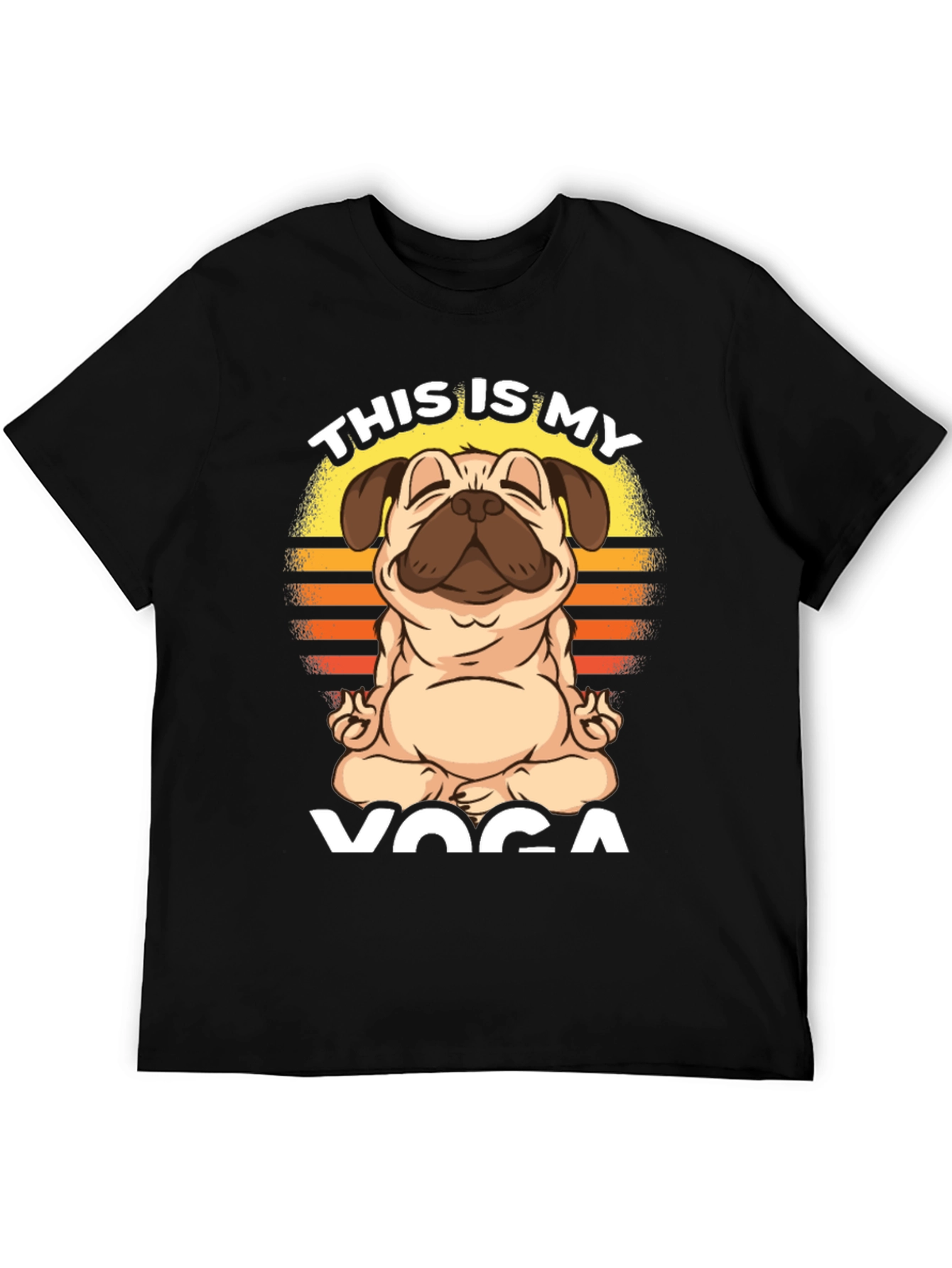 Black Pug Yoga T-Shirt - This is My Yoga view 5